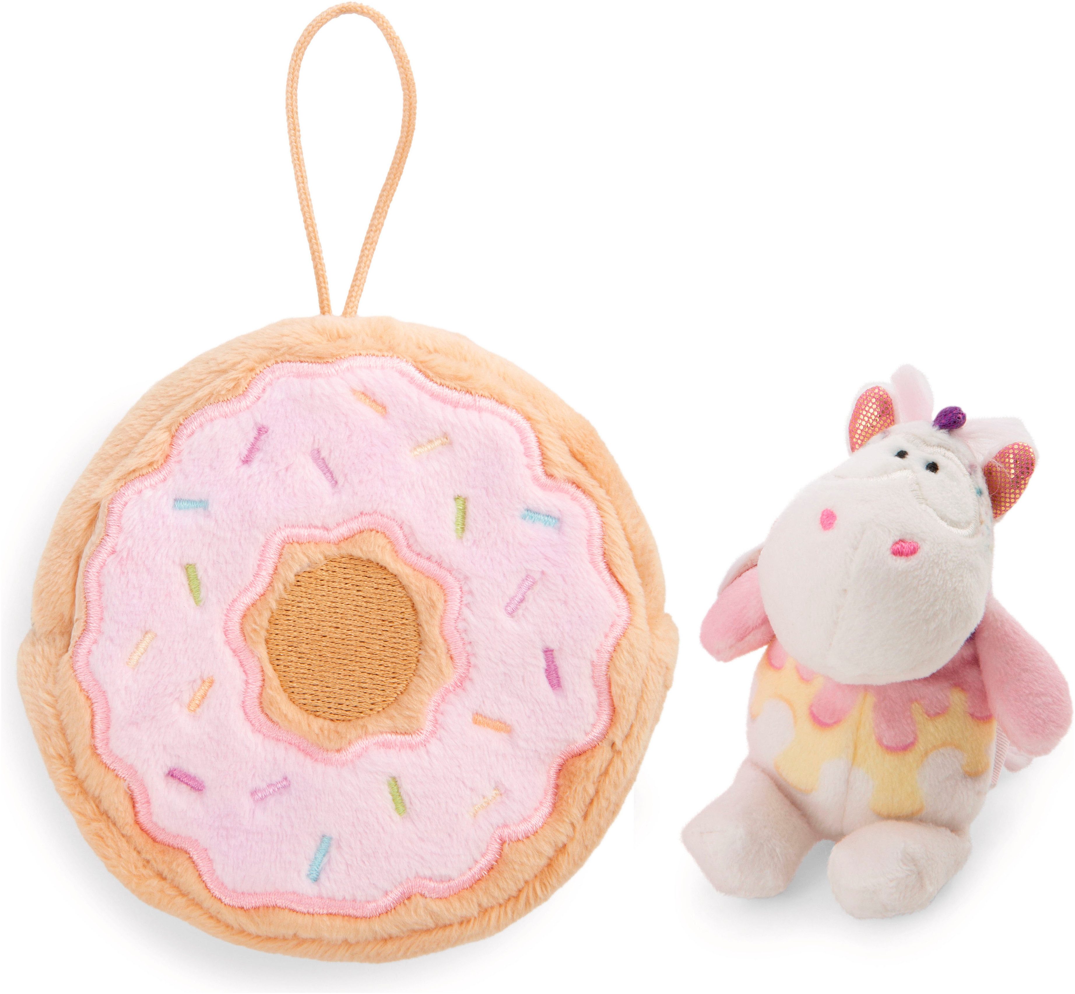 Nici Kuscheltier Theodor & Friends GREEN, Einhorn Sweety Rainbow 10 cm, in Donut mit Loop