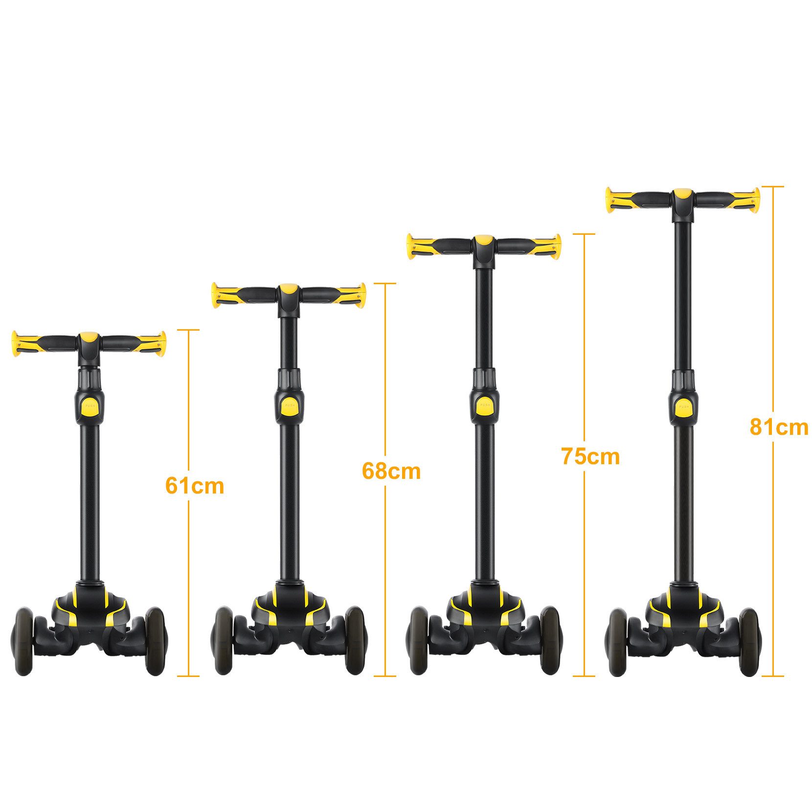OUNUO Dreiradscooter Kinderroller mit farbigen LED, höhenverstellbar für Kinder ab 3 Jahren