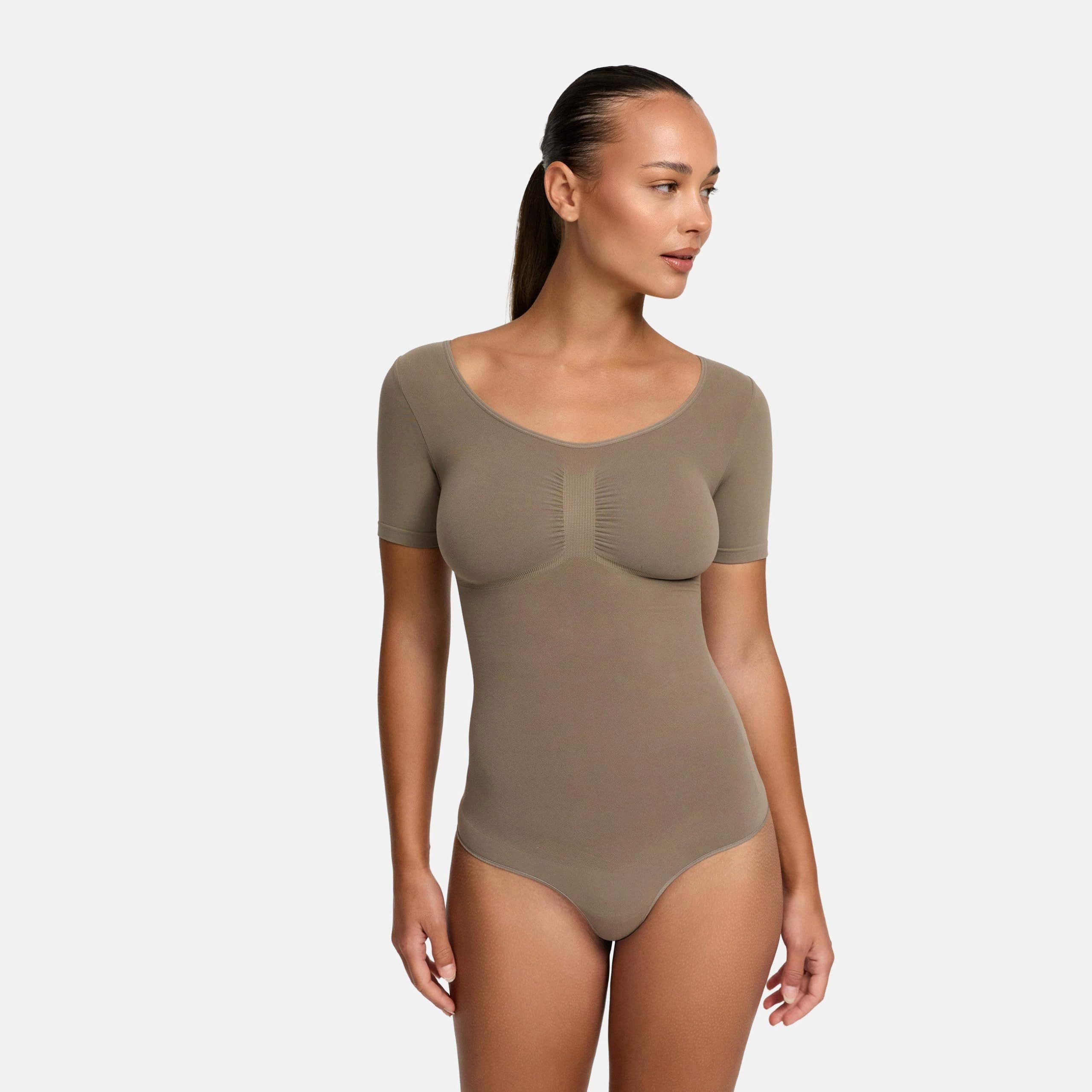 cfab Miederbody T-Shirt Bodysuit Sculpting Shapewear mit Slip-Taupe-M (1-tl günstig online kaufen