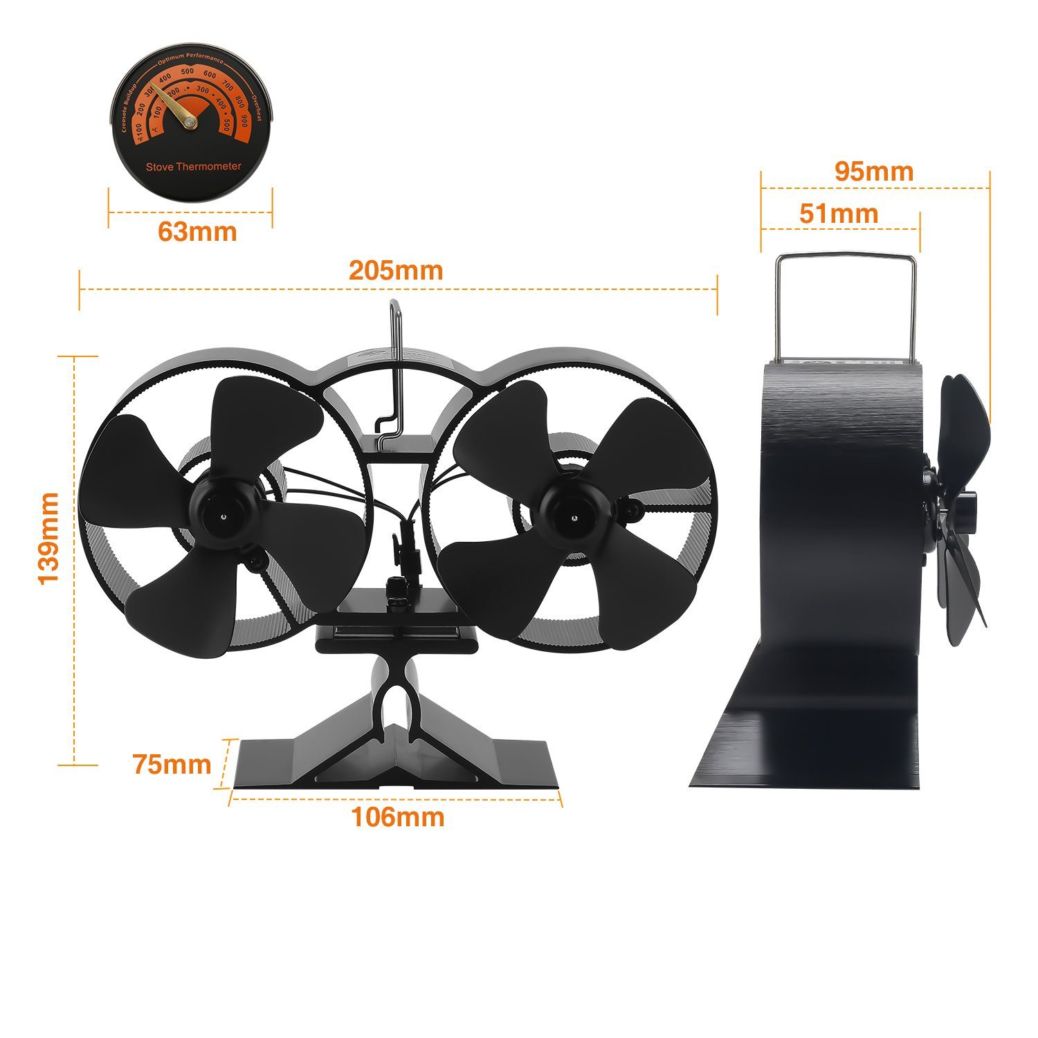Clanmacy Kaminventilator Kaminventilator Ofenventilator 8 Blatt günstig online kaufen
