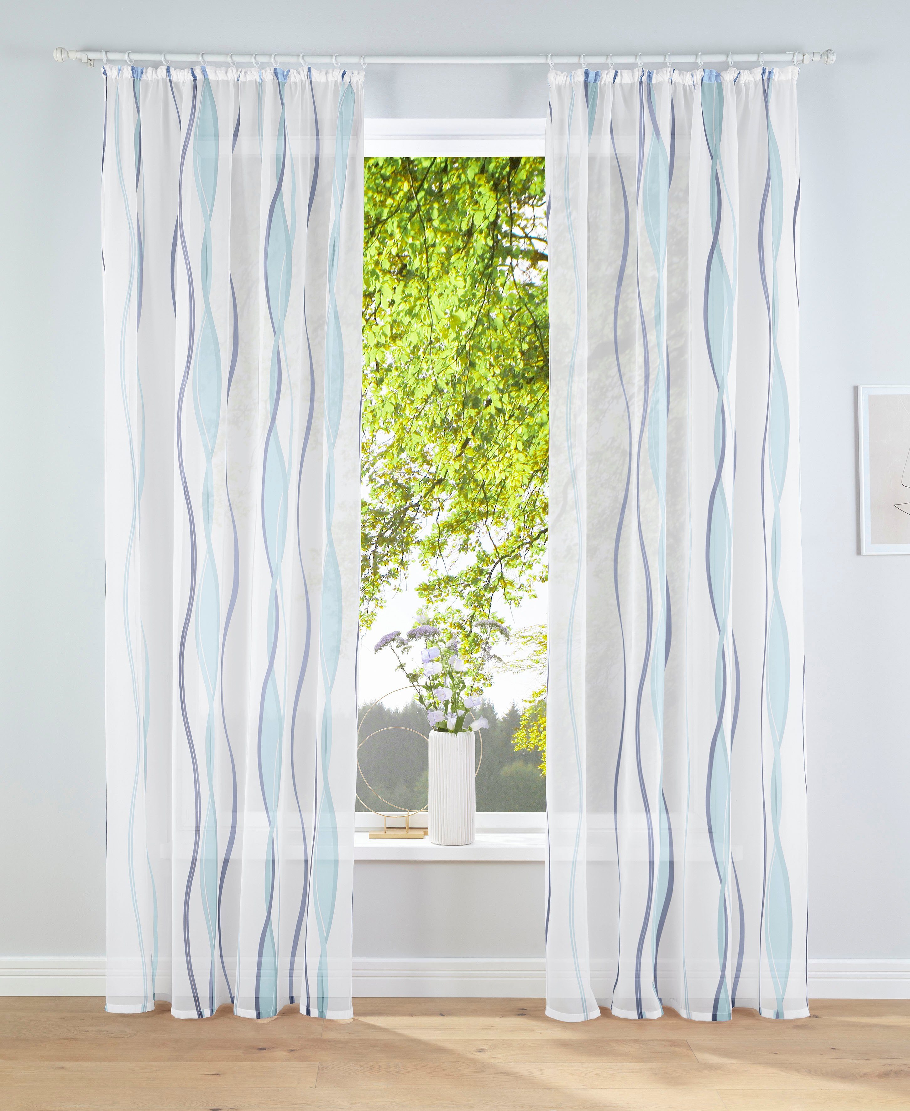 Gardine Dimona, my home, Kräuselband (2 St), transparent, Voile, 2er-Set, Bestseller, Polyester, Wellen