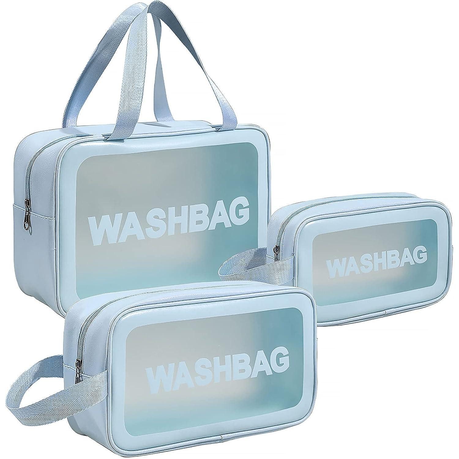 Kosmetiktasche Kosmetiktasche Transparent 3er set Wasserdicht Reise Blau