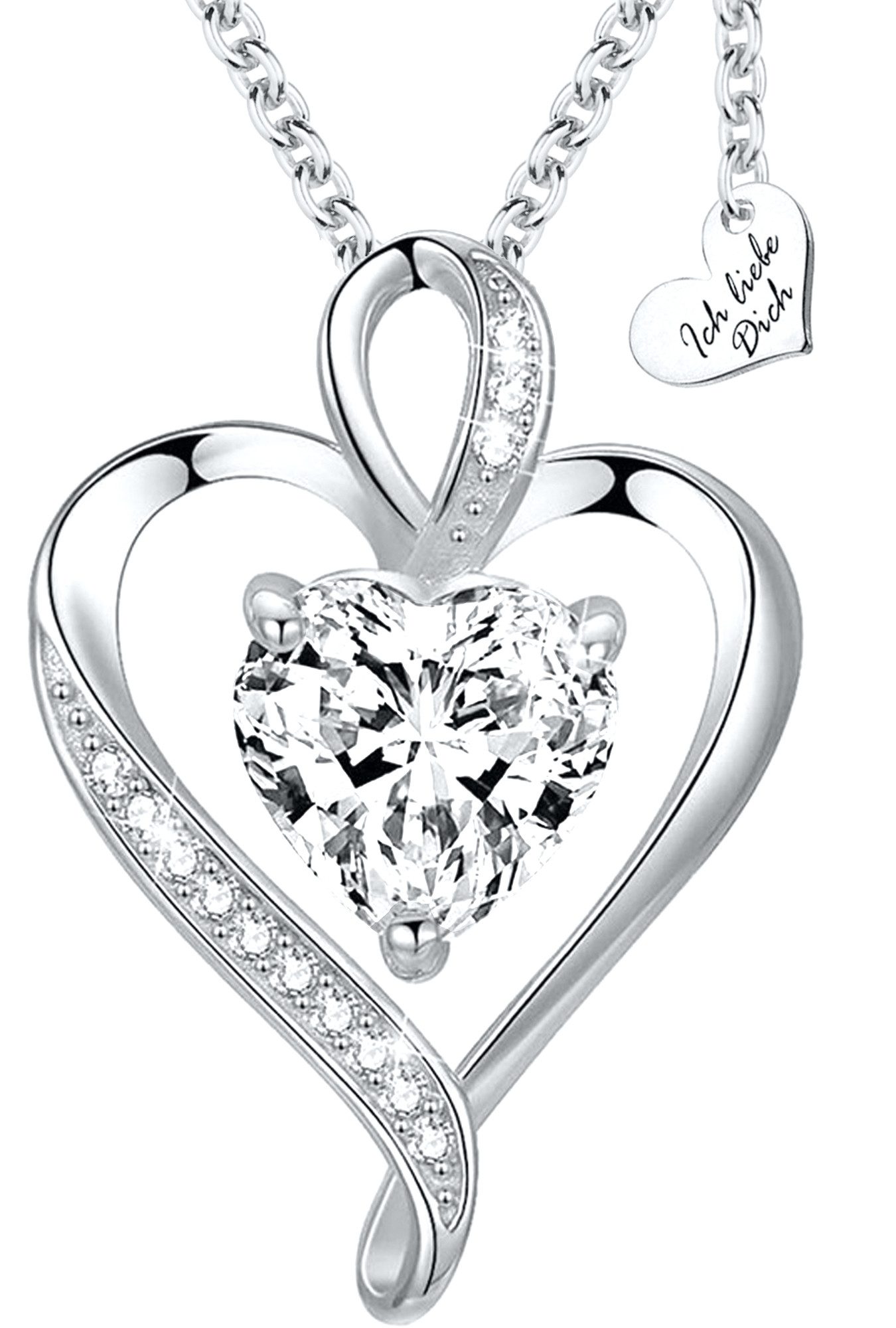 Kette mit Anhänger Herzkette 925 Silber Kette mit Herz Anhänger Damenkette Frauenkette