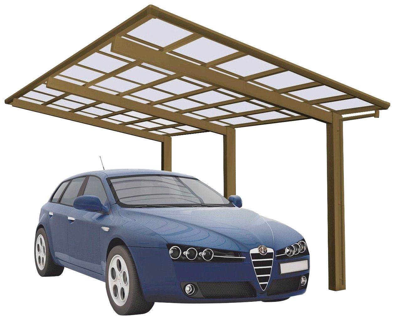 Ximax Einzelcarport Linea Typ 110 Sonderbreite XS-bronze, BxT: 243x495 cm, 240  cm Einfahrtshöhe, Aluminium