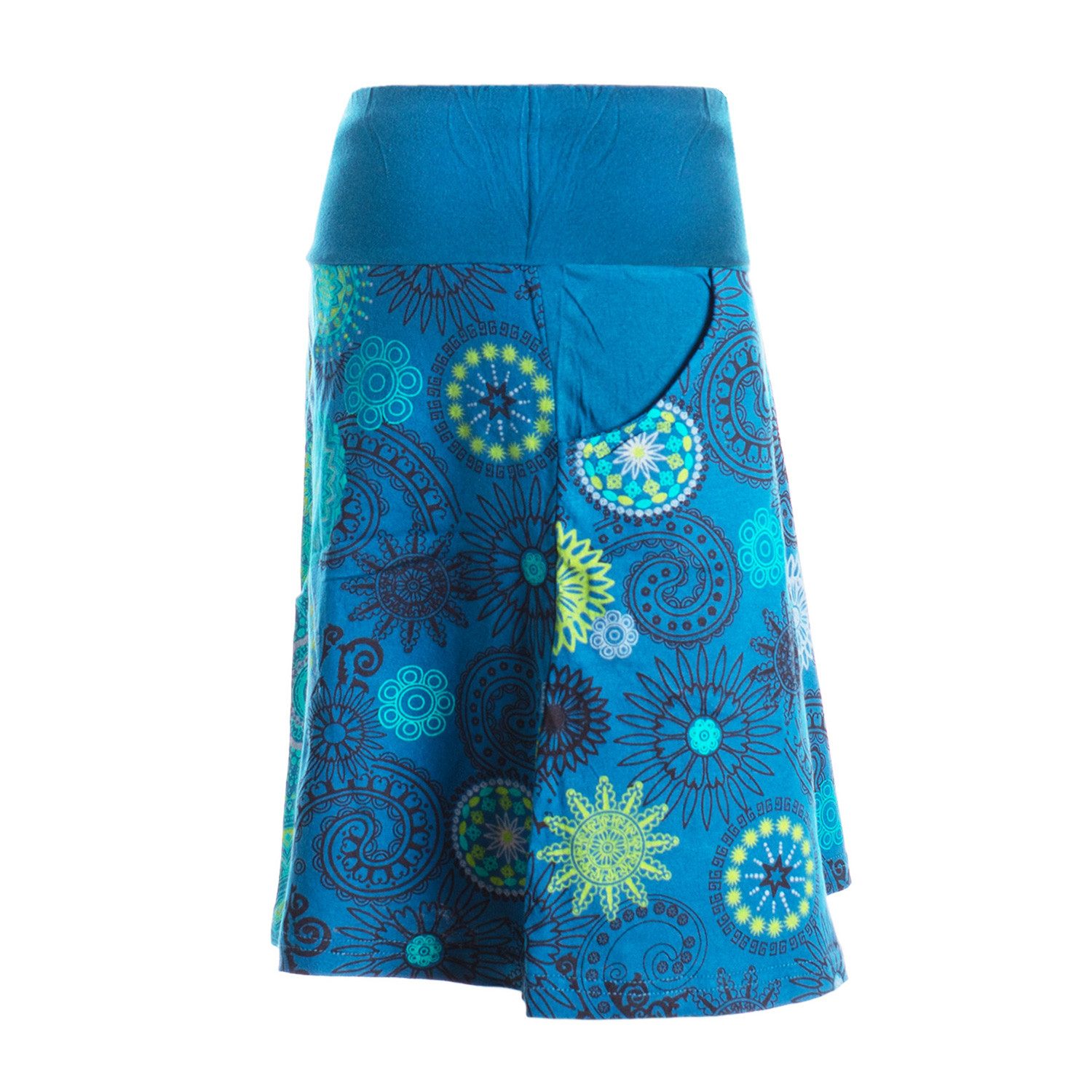 Vishes Minirock Kurzer Damen Baumwoll-Rock Taschen-Rock Mini-Röcke Mandala-Streifen Boho, Hippie, Retro Style