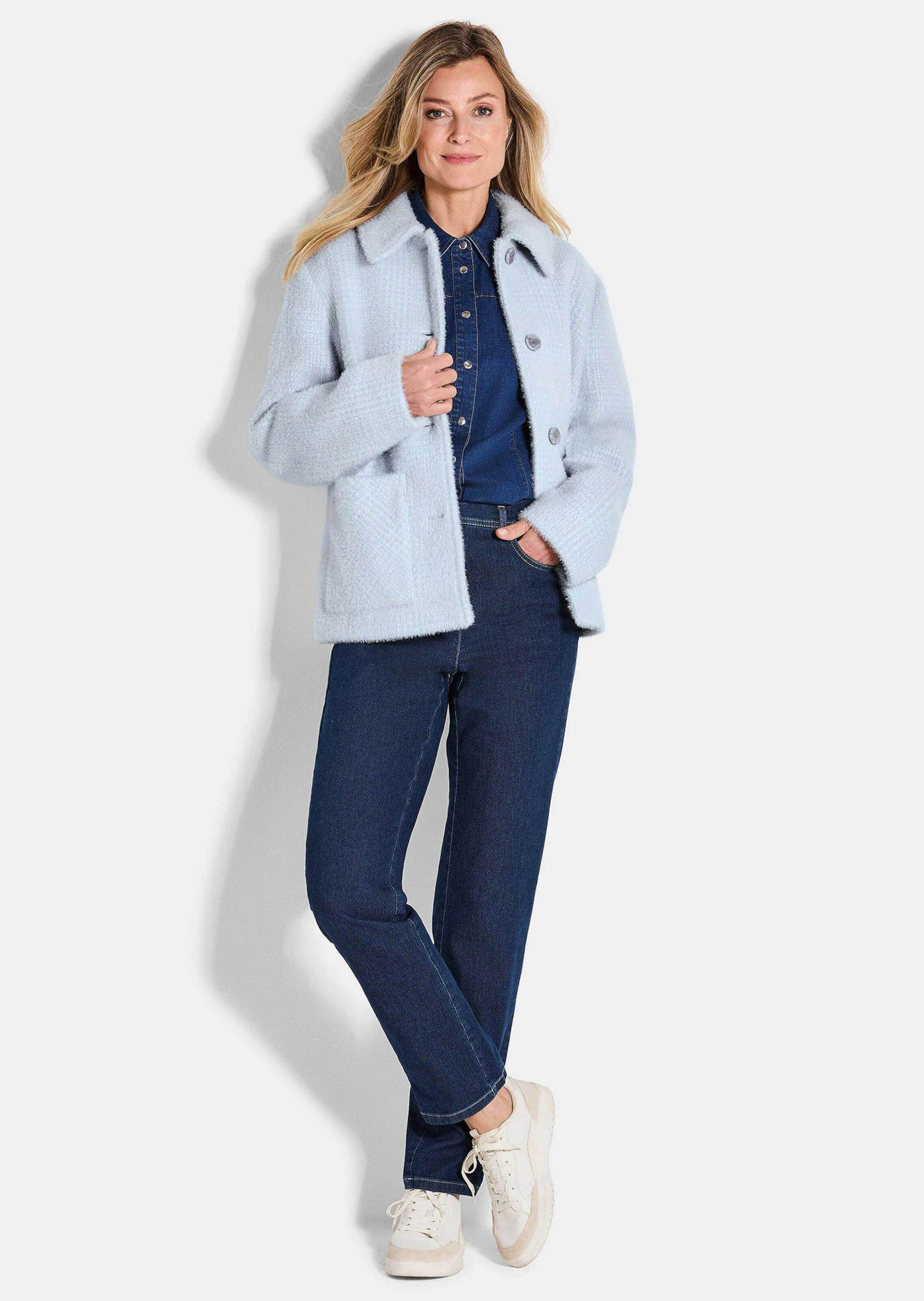 GOLDNER Outdoorjacke Flauschige Winterjacke mit Hemdkragen Karojacke mit Kn günstig online kaufen