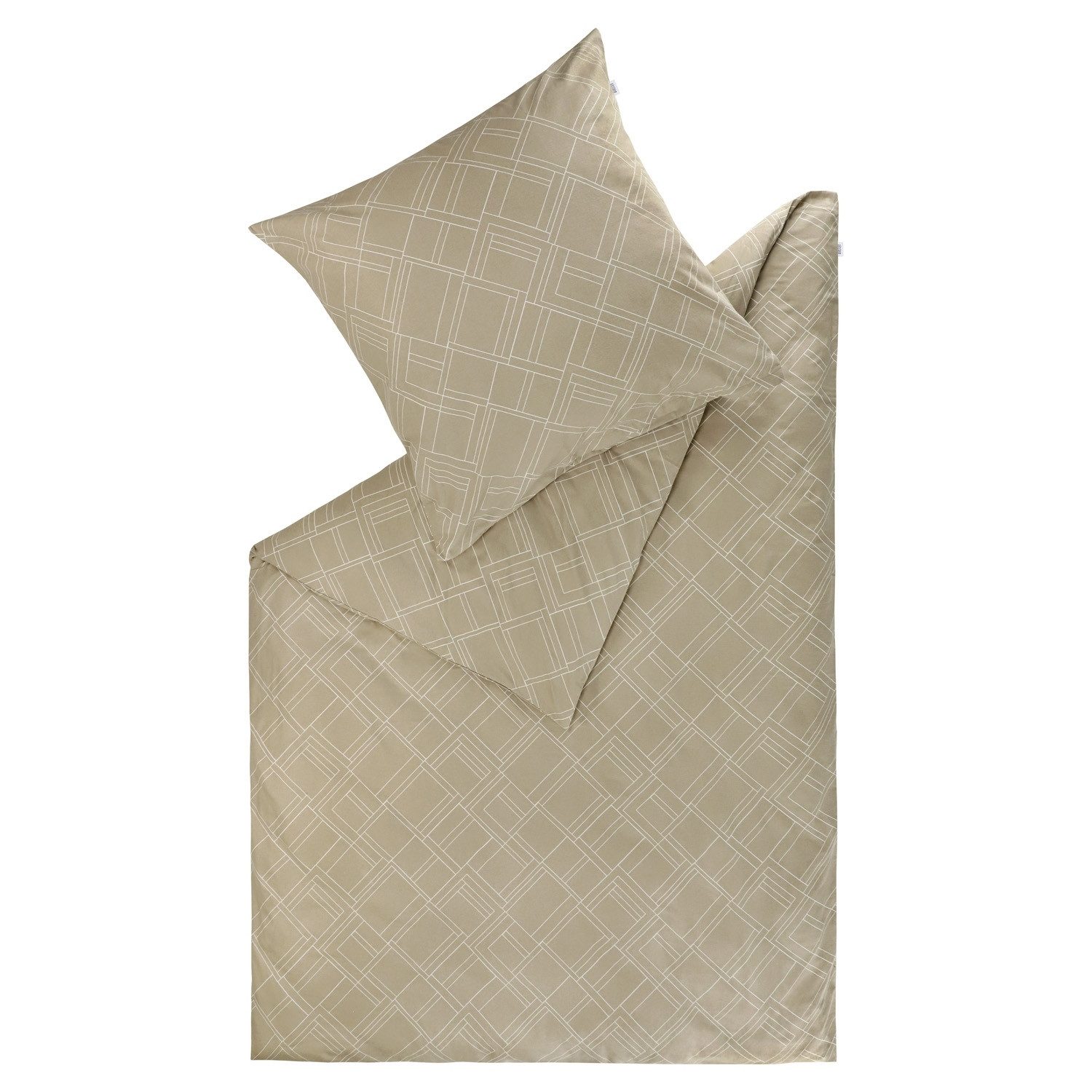 Stöckel & Grimmler Bettwäsche GEOMETRIC-B, 135 x 200 cm, Braun, Baumwolle, Flanell, 2 teilig, mit Reißverschluss