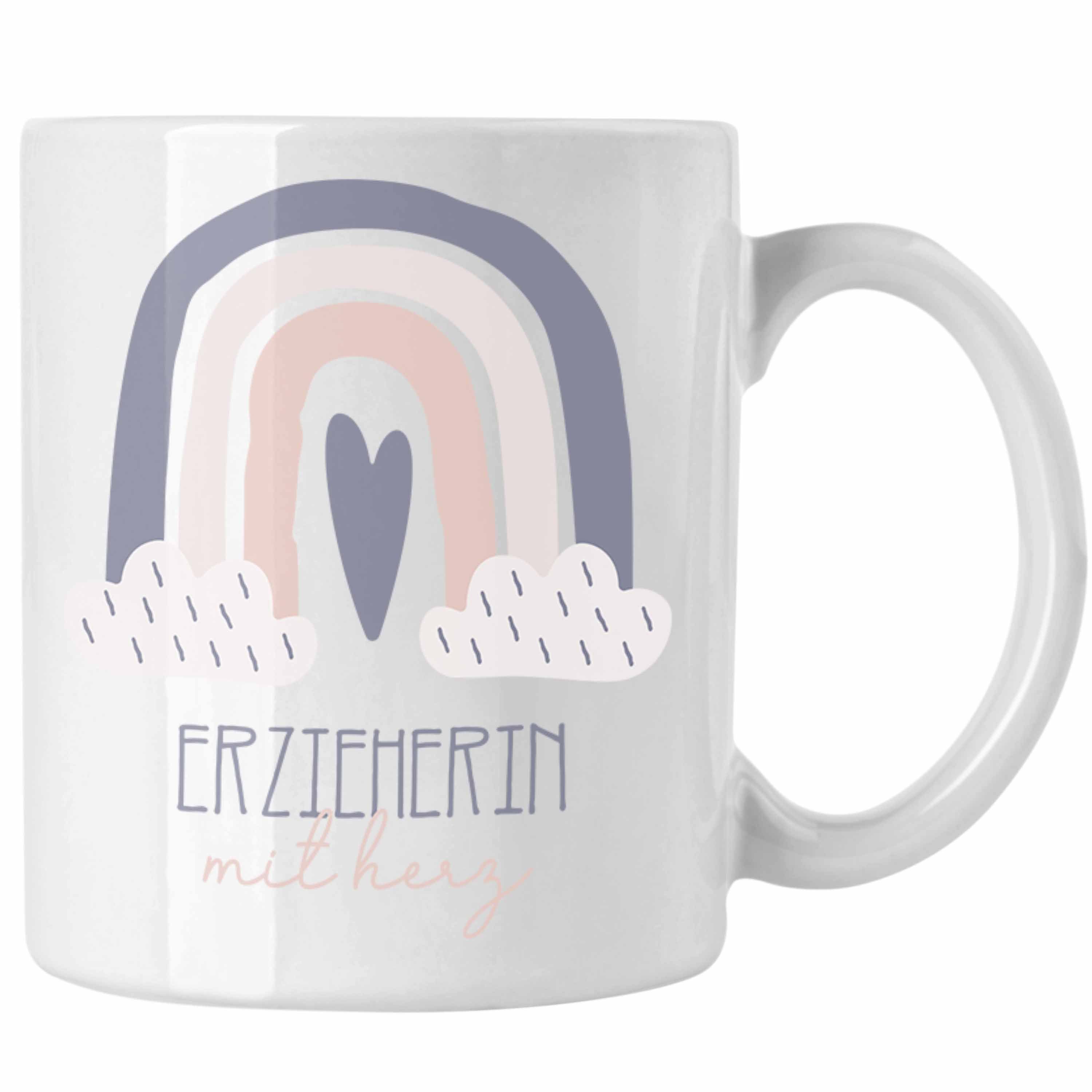 Trendation Tasse Erzieherin Tasse Geschenk Danke Kaffeetassse Geschenkidee für Kinderg Weiss