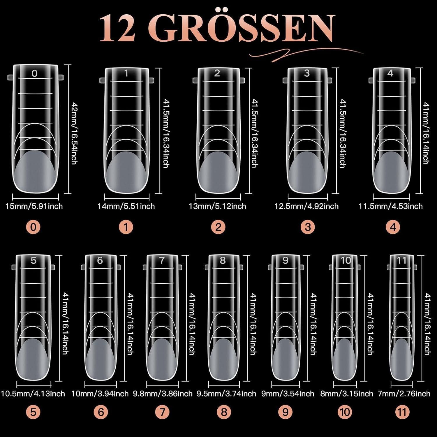LuxusKollektion Nageldesign Zubehör Nagelspitze Dual Form Polygel 120 Stück mit Skalenlinien für Fußnägel – Bild 4 von 5