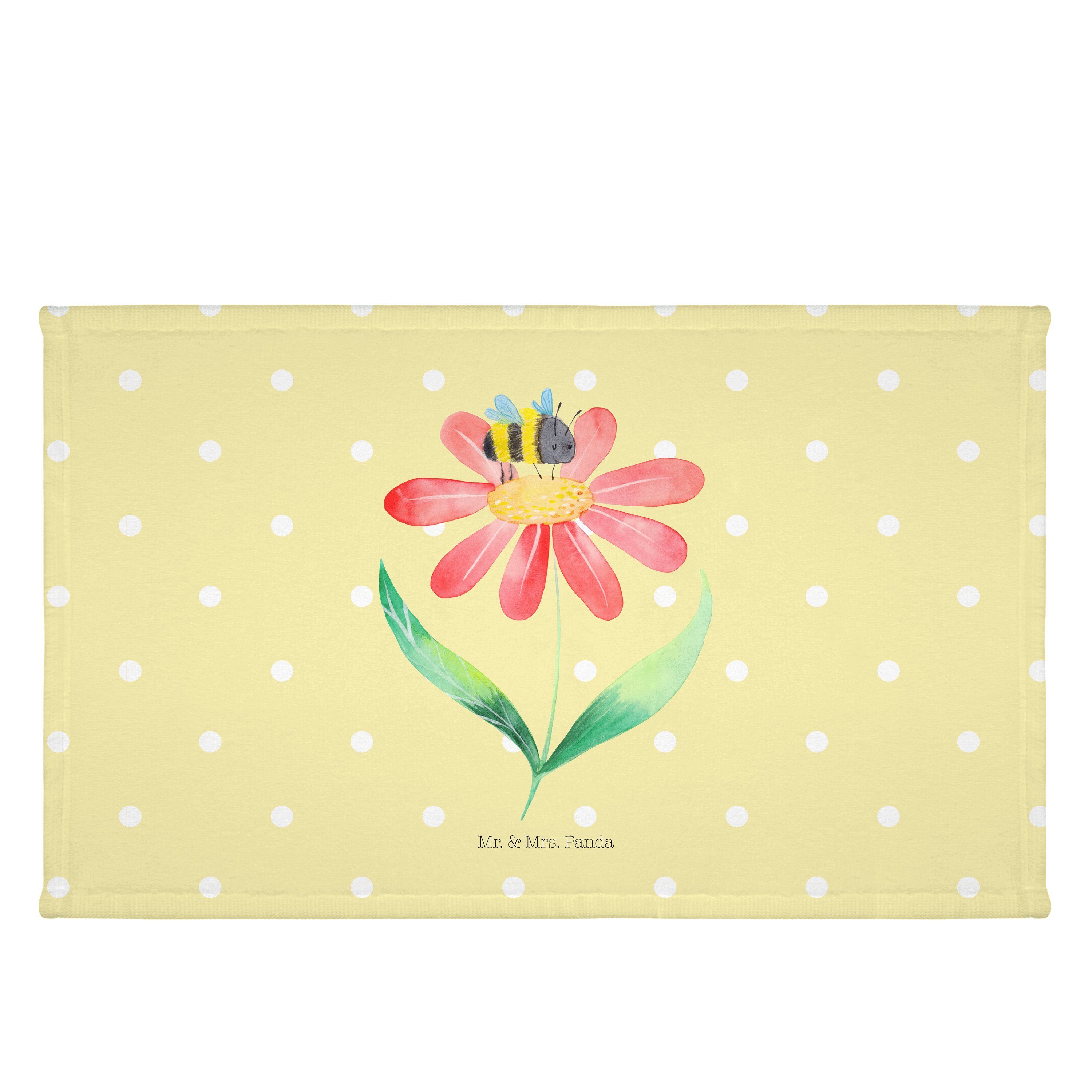 Mr. & Mrs. Panda Handtuch Hummel Blume - Gelb Pastell - Geschenk, lustige Sprüche, Kinder Handt, (1-St)