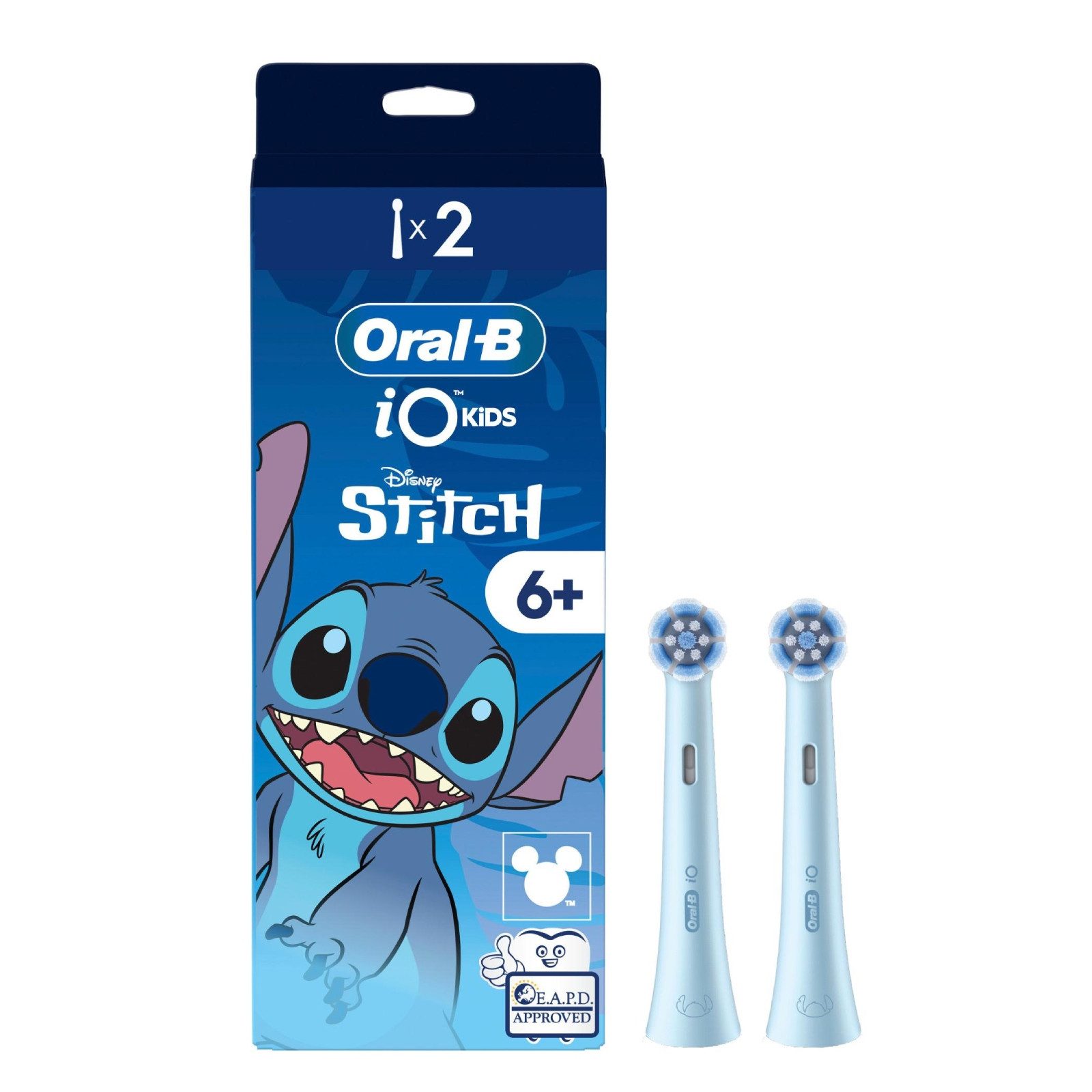 Oral-B Aufsteckbürsten iO Kids 6+ Disney Stitch, Kinder-Disney Stitch Design, 2 Stück