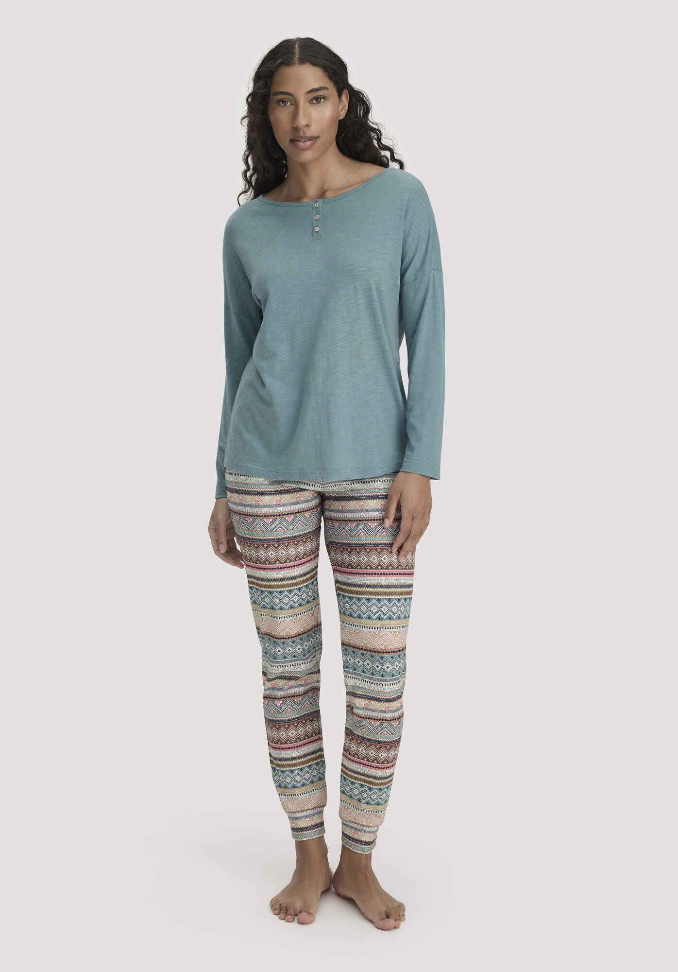 Hessnatur Pyjamahose Slim aus reiner Bio-Baumwolle (1-tlg)