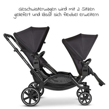 ABC Design Geschwisterwagen Zoom - Classic Edition - Ink, Geschwisterkinderwagen Zwillingskinderwagen mit Liegeposition