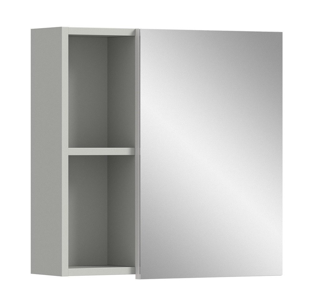 xonox.home Badezimmerspiegelschrank Spiegelschrank Copa hellgrau ohne Beleuchtung (1-St) Spiegel,Melamin beschichtet,Breite 55 cm,Drehtür