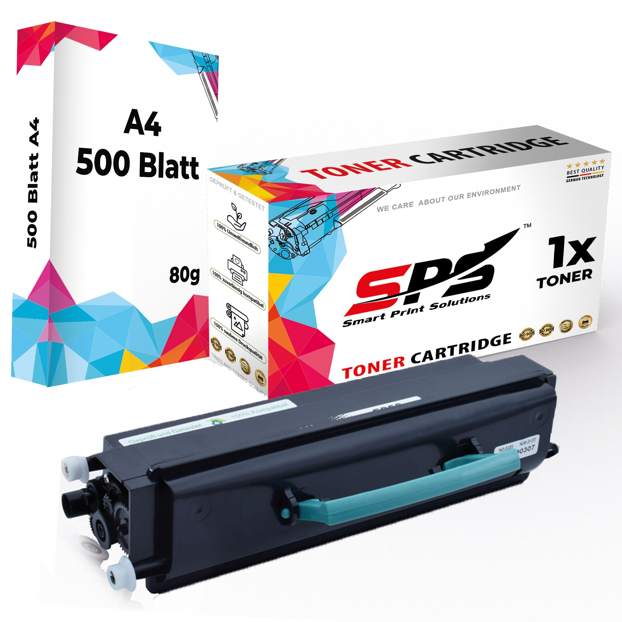 SPS Tonerkartusche Kompatibel für Lexmark Optra E352DN E250A21E, (1er Pack + A4 Papier, 1x Toner (1x Schwarz)
