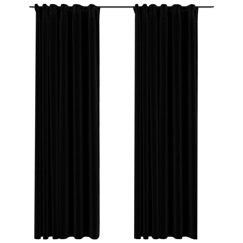Vorhang Verdunkelungsvorhänge Haken (2 140x245cm, Leinenoptik 2Stk. Schwarz furnicato, St)