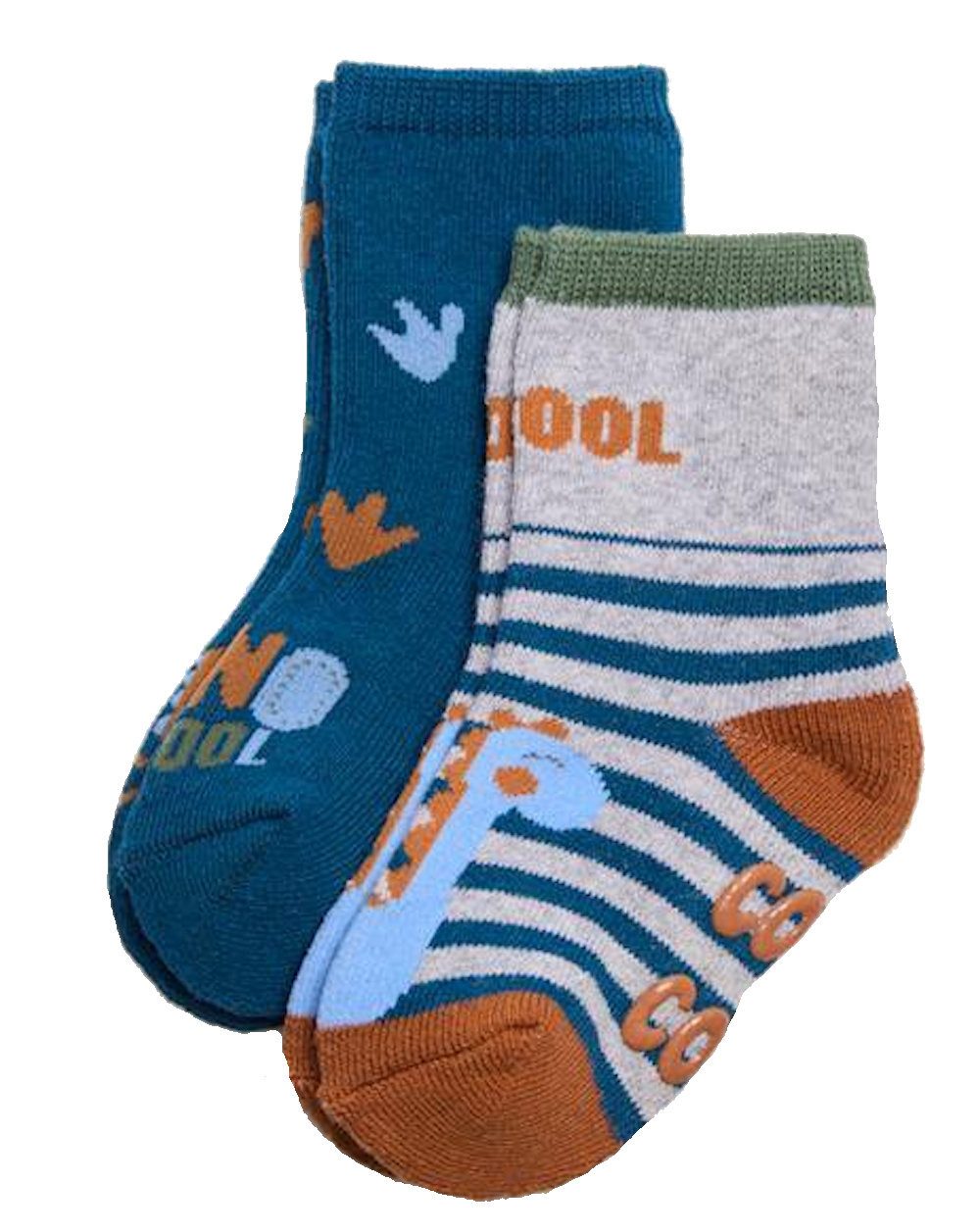 ABS-Socken Ysabel Mora 2er Pack Baby Thermo Strümpfe Stoppersocken Dino blau