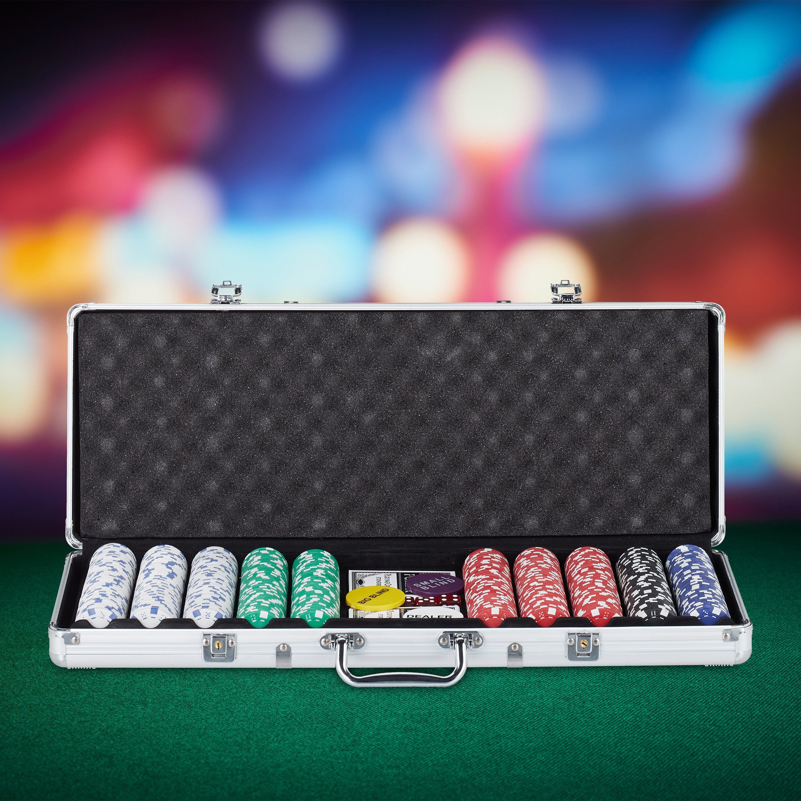 relaxdays Spielesammlung Pokerkoffer mit 500 Chips