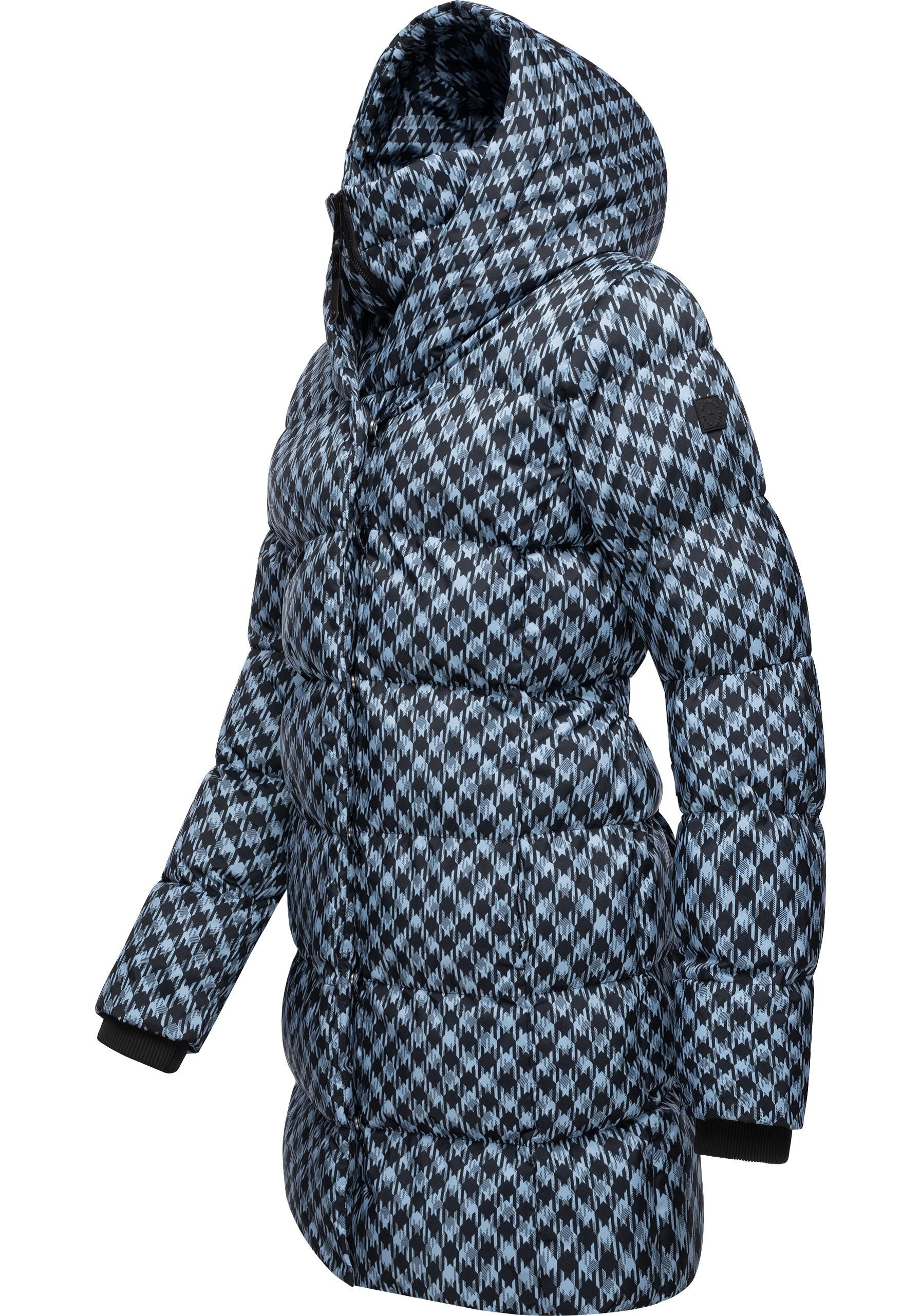 Ragwear Steppmantel Niara Print wasserdichter Mantel mit angesagtem Hahnentritt Muster