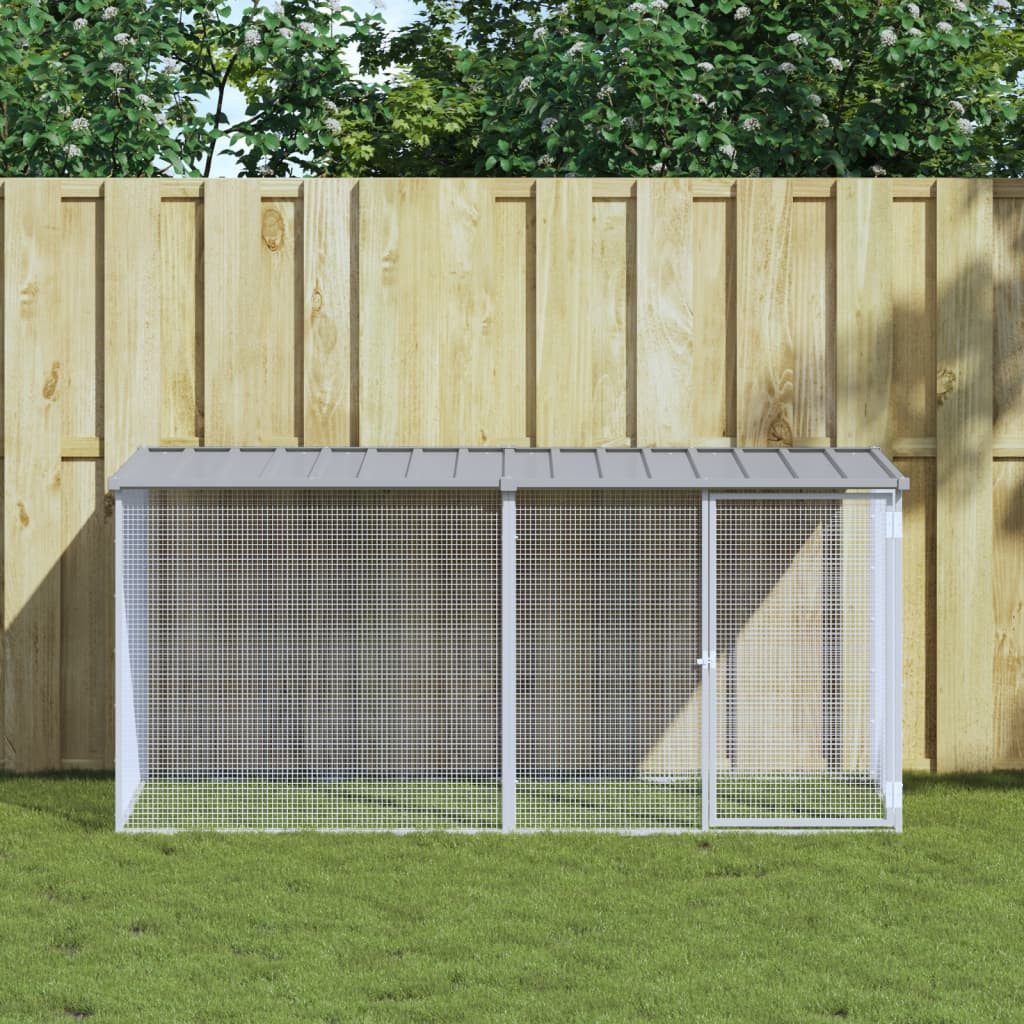 vidaXL Voliere 203 x 98 x 90 cm Hühnerkäfig mit Dach Hellgrau 203x98x90 cm Verzinkter