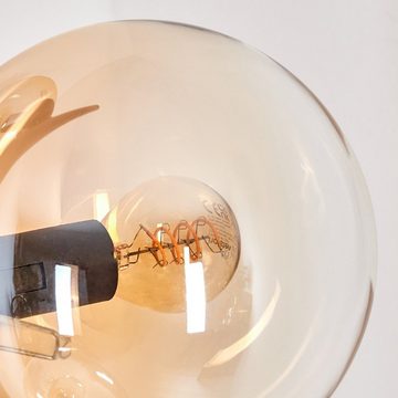 hofstein Stehlampe Stehlampe aus Metall/Glas in Schwarz/Bernstein/Klar, ohne Leuchtmittel, Leuchte mit Glasschirmen (15cm),Schalter, 3 x E14, ohne Leuchtmittel