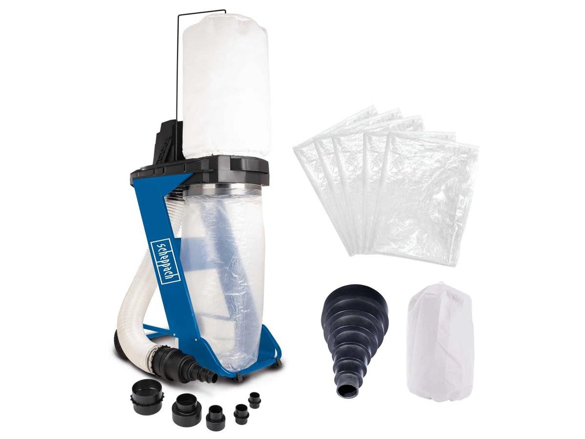 Scheppach Absauganlage DC500, 550 W, (Set, inkl. 5 Spänesäcke + Filtersack und Adapter), 75 Liter Auffangsack