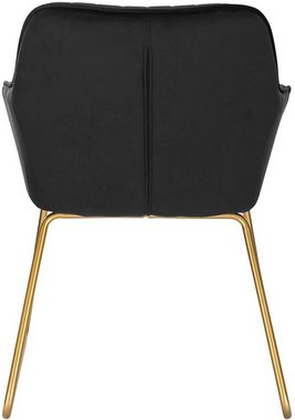 Woltu Polsterstuhl (Set, 4 St), Esszimmerstuhl Küchenstühle Wohnzimmerstuhl Design Stuhl, mit Armlehne Gestell aus Metall Gold Beine Sitzfläche aus Samt