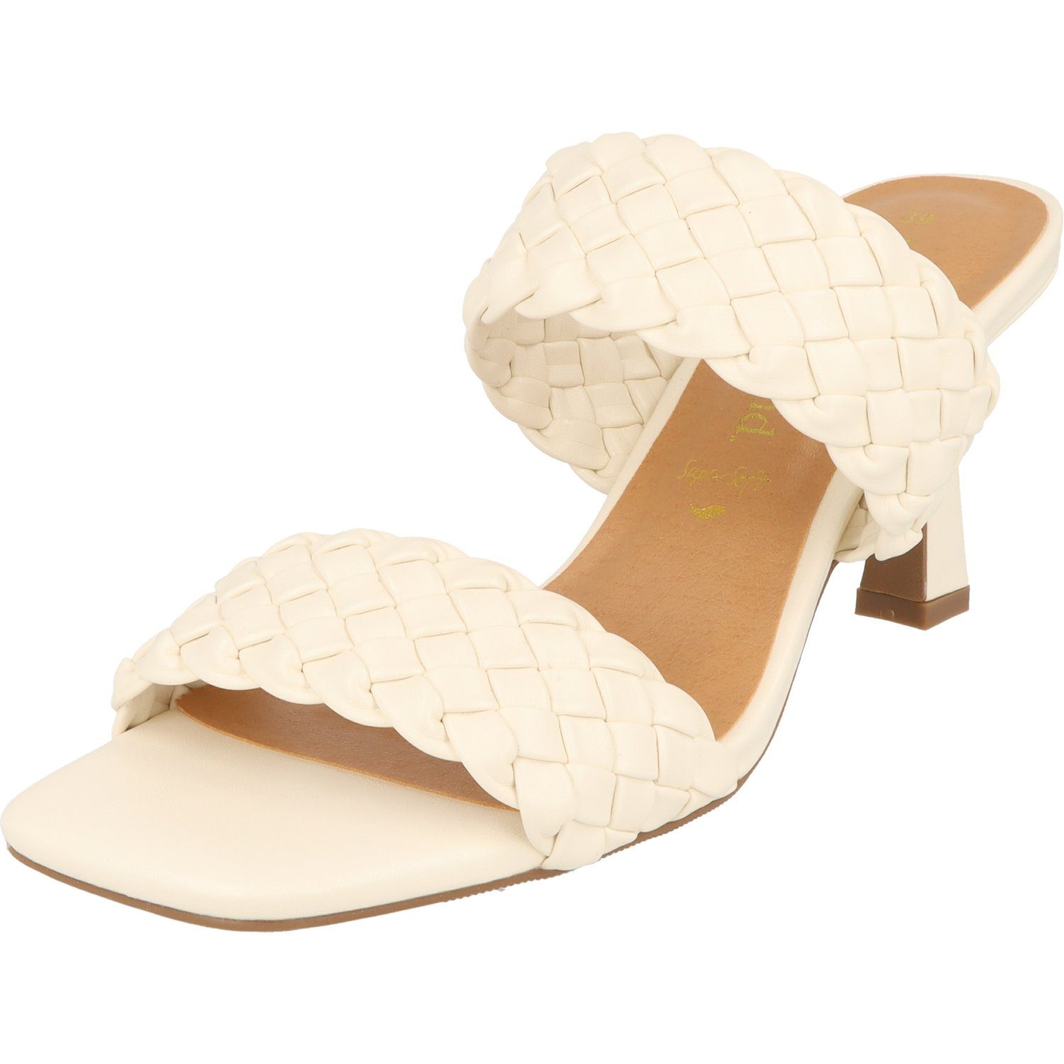 piece of mind. Damen Schuhe elegante Cream 273-161 High-Heel-Sandalette Absatzsandale Slipper