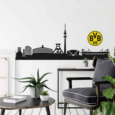Borussia Dortmund Wandtattoo Fußball Wandtattoo Borussia Dortmund Skyline Schwarz Logo BVB Aufkleber, Wandbild selbstklebend, entfernbar