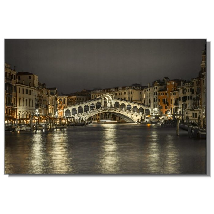 Victor (Zenith) Acrylglasbild Rialto Brücke bei Nacht Städte in 30x45 cm Wandbilder Brücke Glasbilder Stadt