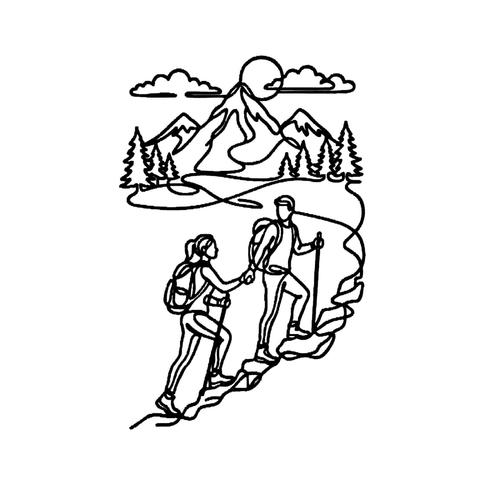 Jumpeak Wanddekoobjekt Wanddekoration Bergsteiger Paar, Berg Landschaft Motiv, Hand in Hand, Metall, 4 Farben, 3 Maße, Outdoor-Abenteuer, Geschenk für Paare