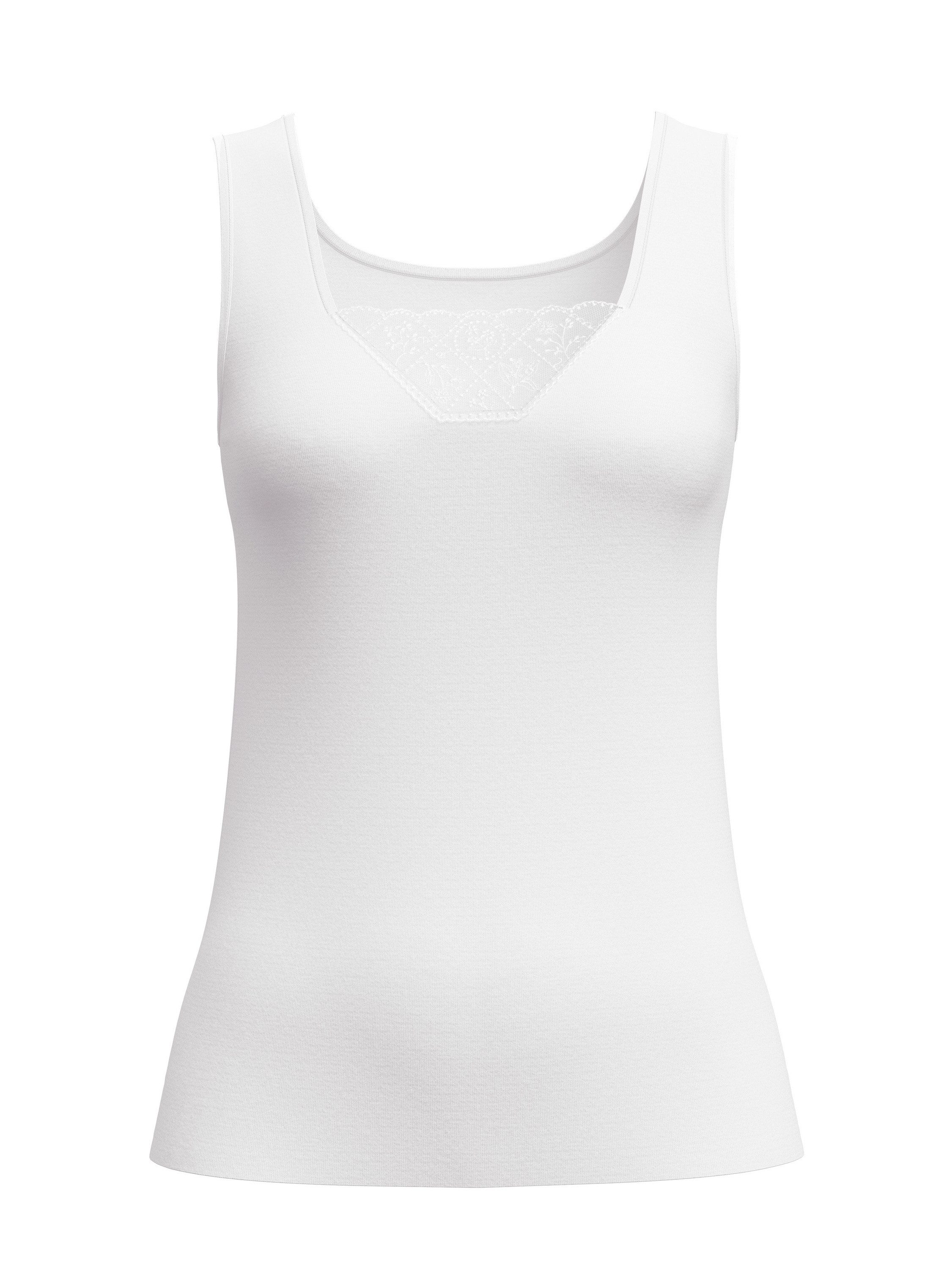 CALIDA Unterhemd Cotton Desire Damen (1-St) Weich, fein gerippt, dezente Spitze