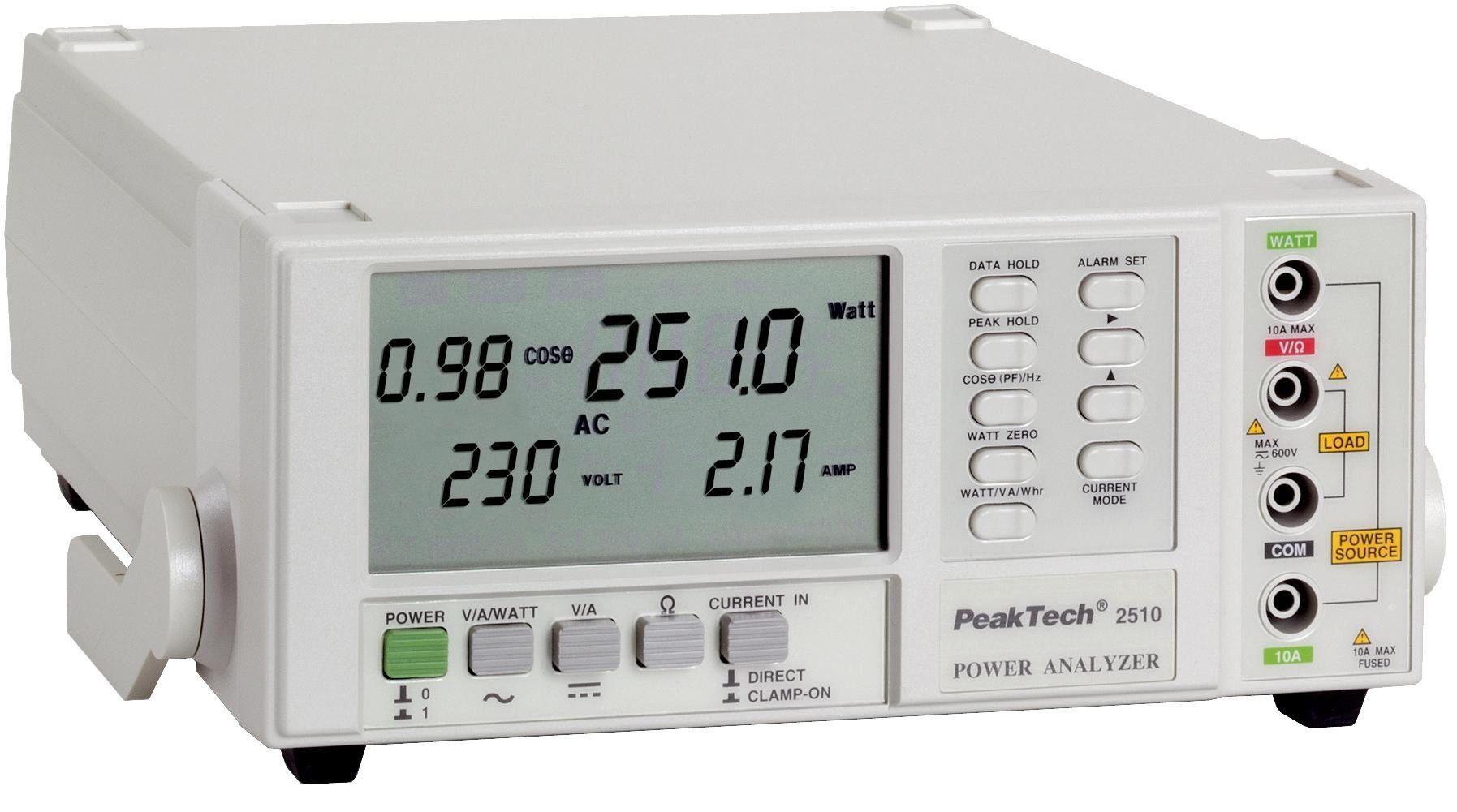 Leistungsanalysator 1-Phasen P mit RS-232, Energiekostenmessgerät PeakTech 1-tlg. 2510: PeakTech