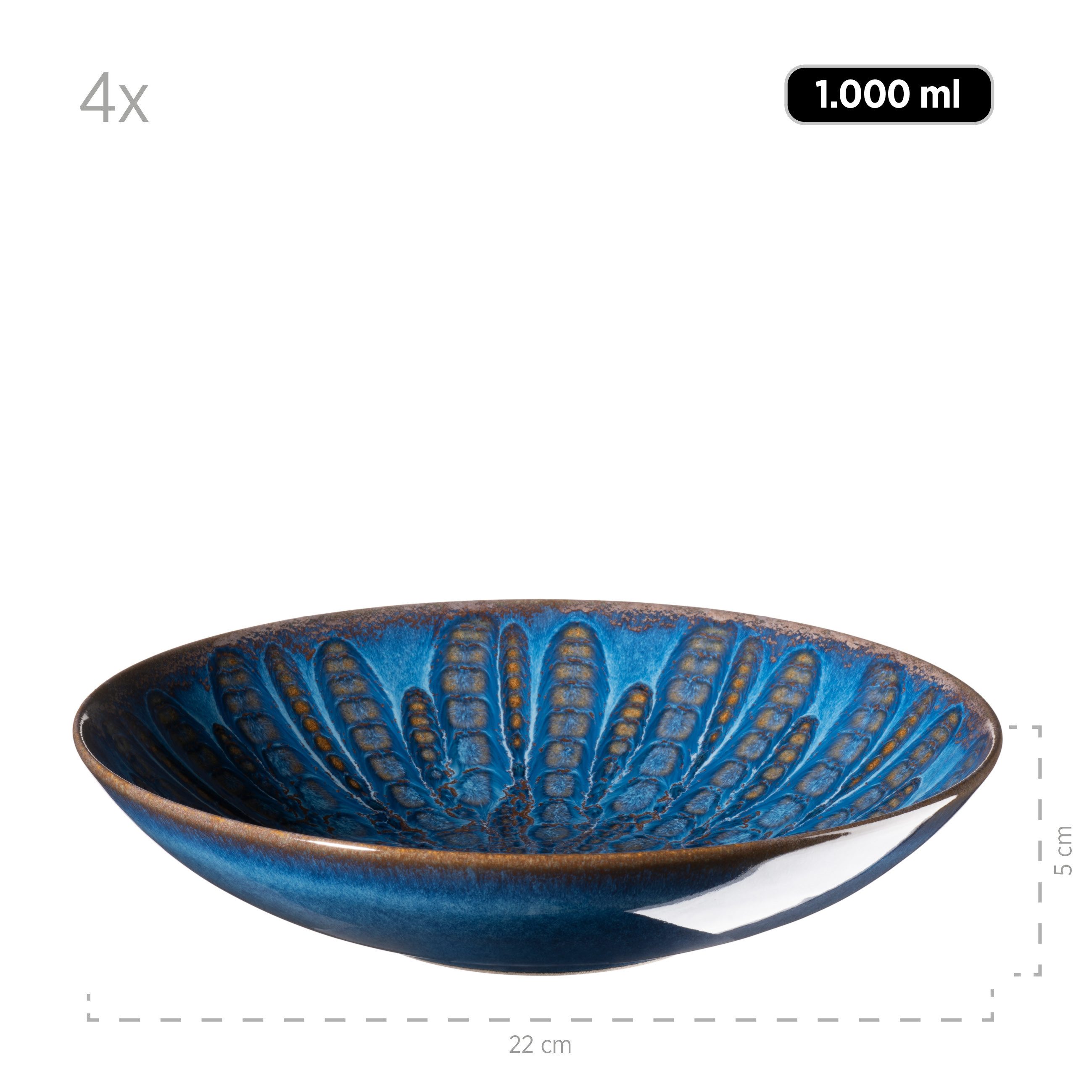 Mäser Tafelservice 12-tlg. "Aquamarine" Steinzeug, blau – Bild 4 von 4
