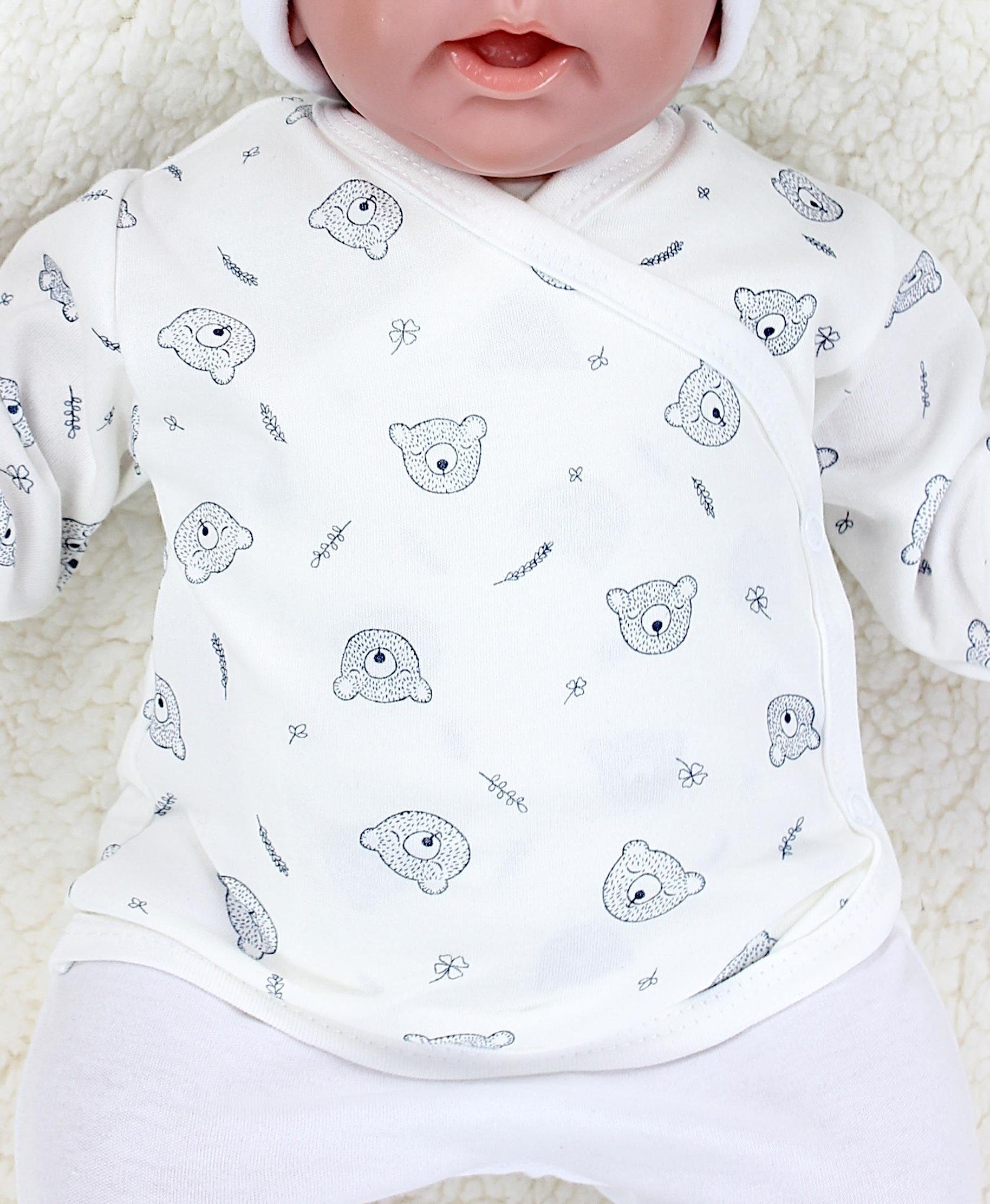 OEKO-TEX Sterne Baby aus Unisex Bärchen Dunkelblau Streifen (5-tlg) 5er Grau Langarm Stoffen zertifizierten Set TupTam Weiß Wickelshirt