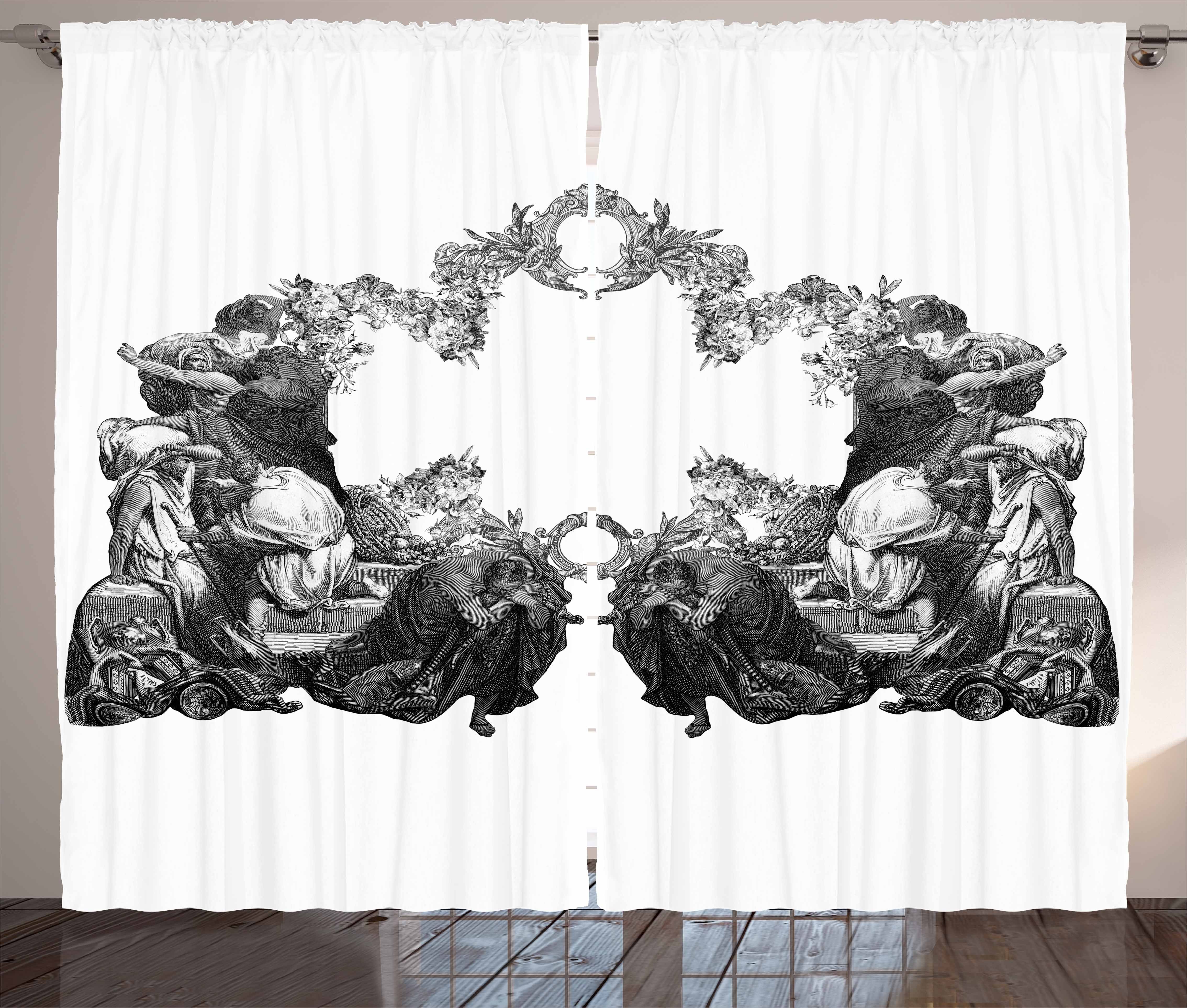 und mit Vorhang Abakuhaus, Gardine Schlafzimmer Kräuselband Antike Schlaufen Blumenbogen Haken, viktorianisch