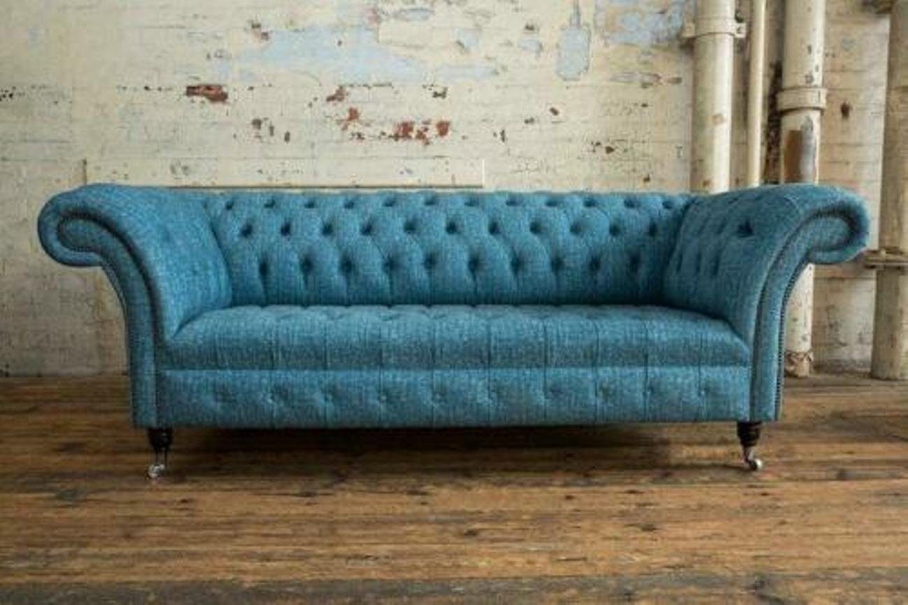 JVmoebel 3-Sitzer Chesterfield Couch 3 Textil Sitz Stoff Sitzer Polster