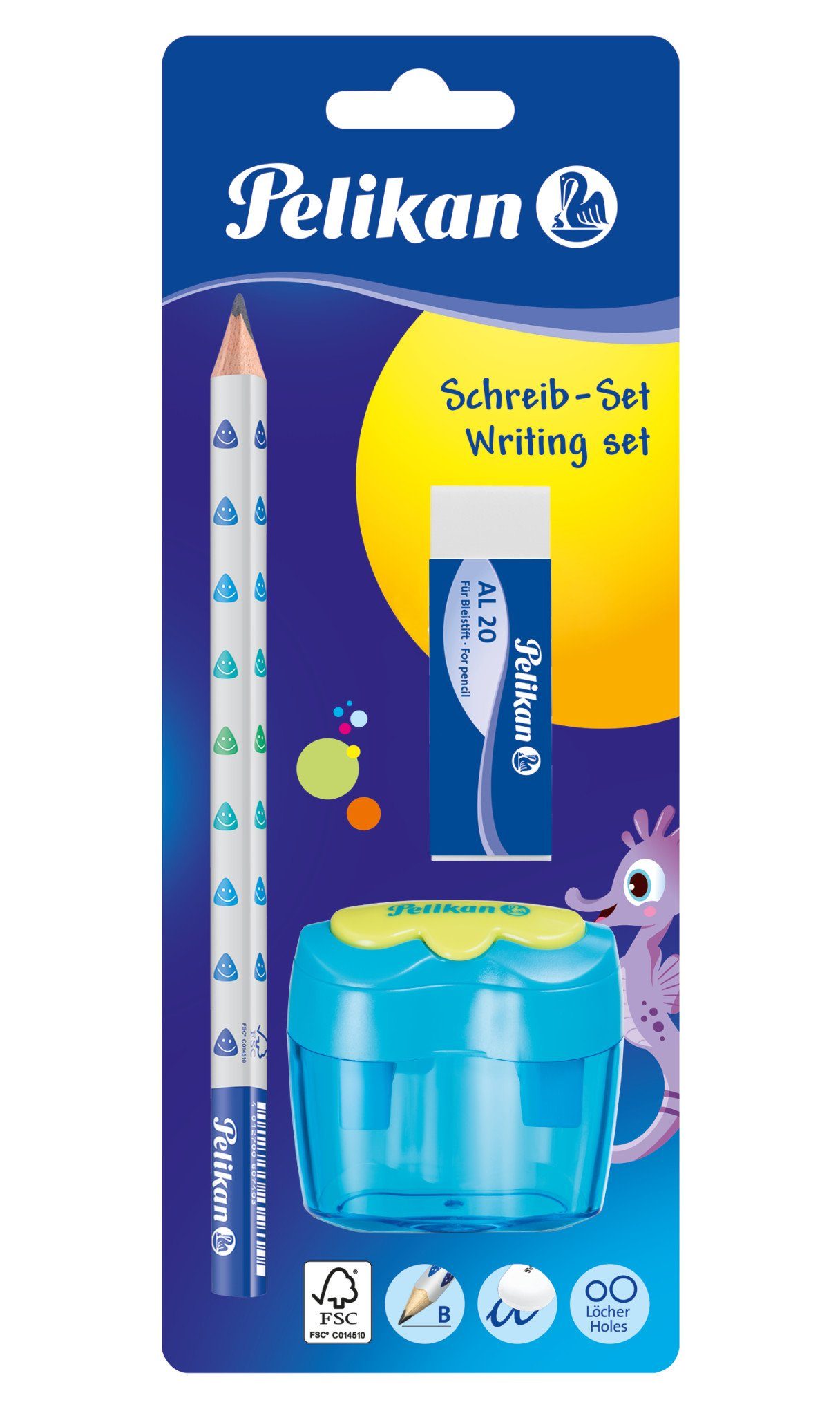 Pelikan Anspitzer Starterset 3tlg. / Schreiblernbleistift, Spitzer, Radierer / Farbe: b