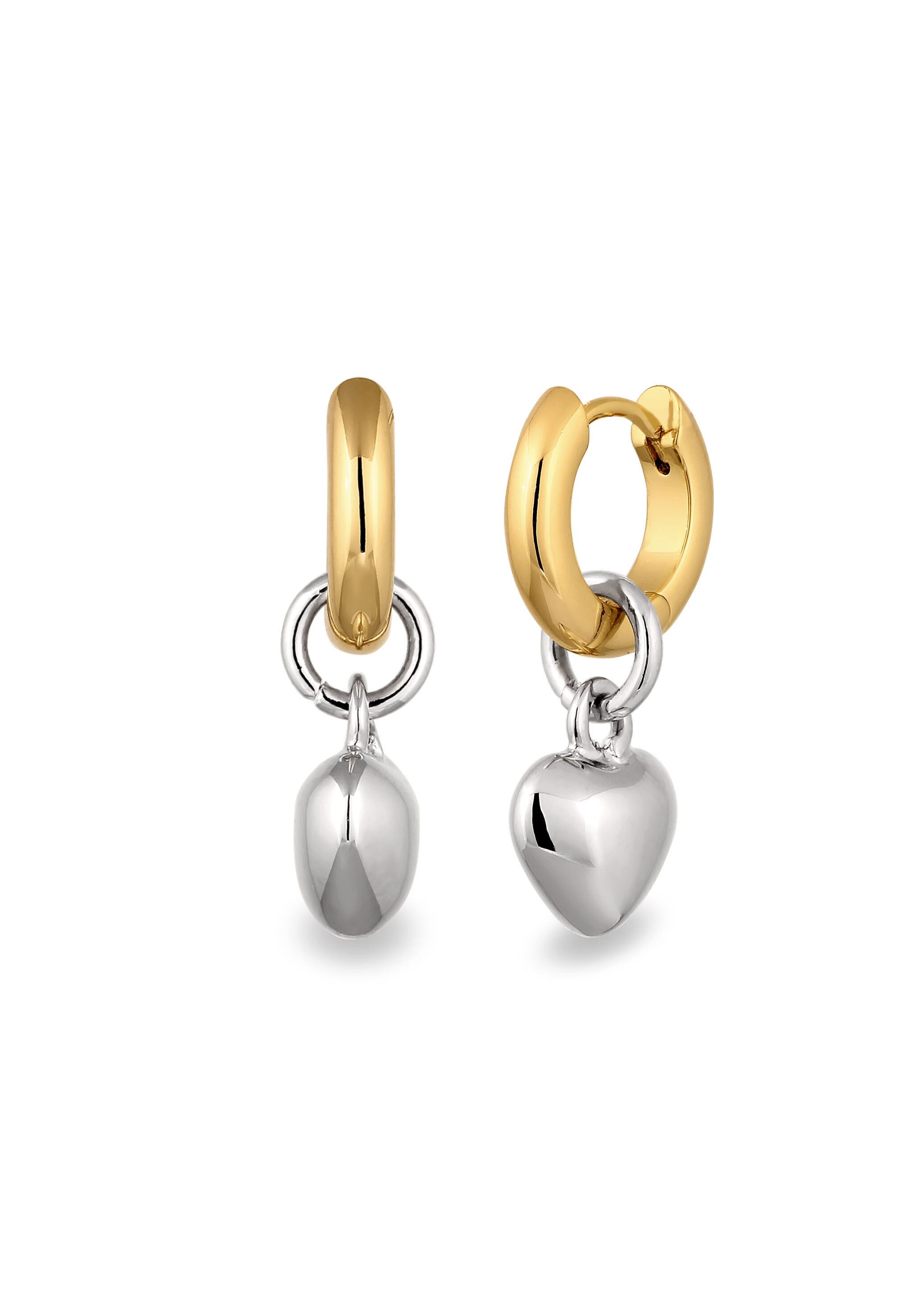 Elli Paar Creolen Creolen Herz Anhänger Bicolor