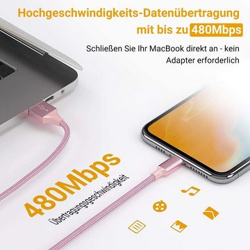 GlobaLink iPhone Ladekabel Rosa Nylon Smartphone-Kabel, (180 cm)