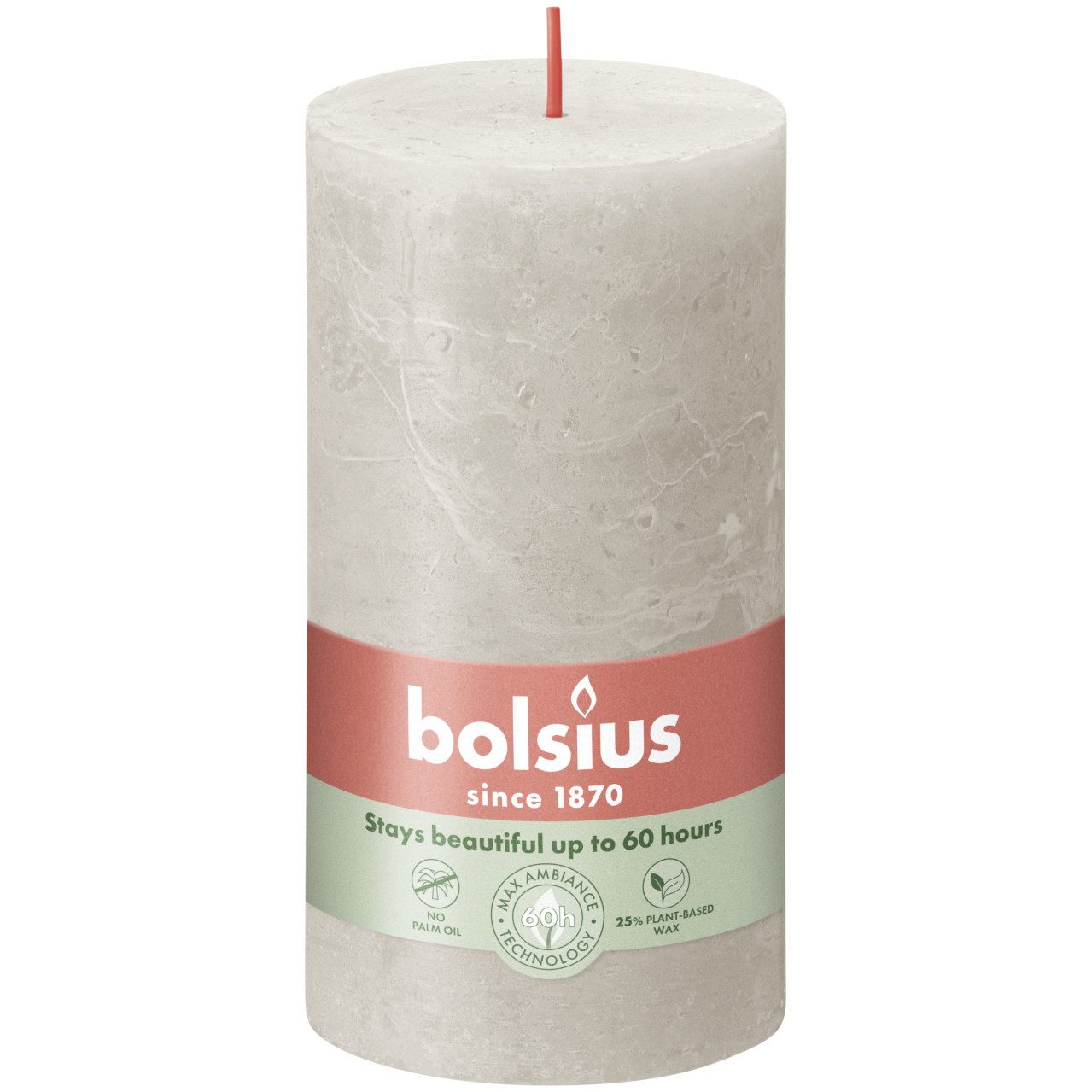 Bolsius Stumpenkerze Bolsius Rustik Stumpenkerze rustik sandgrau, Höhe: