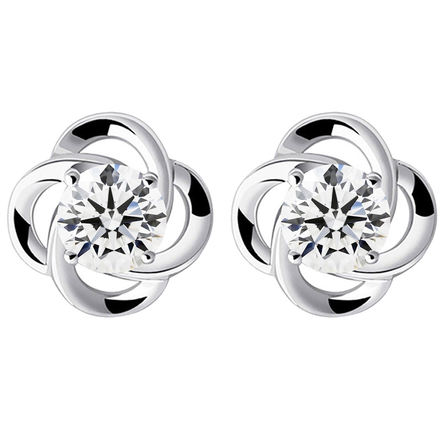 LÖB Paar Ohrstecker 18K Weißgold vergoldet Ohrstecker Zirkonia Infinity Blu günstig online kaufen