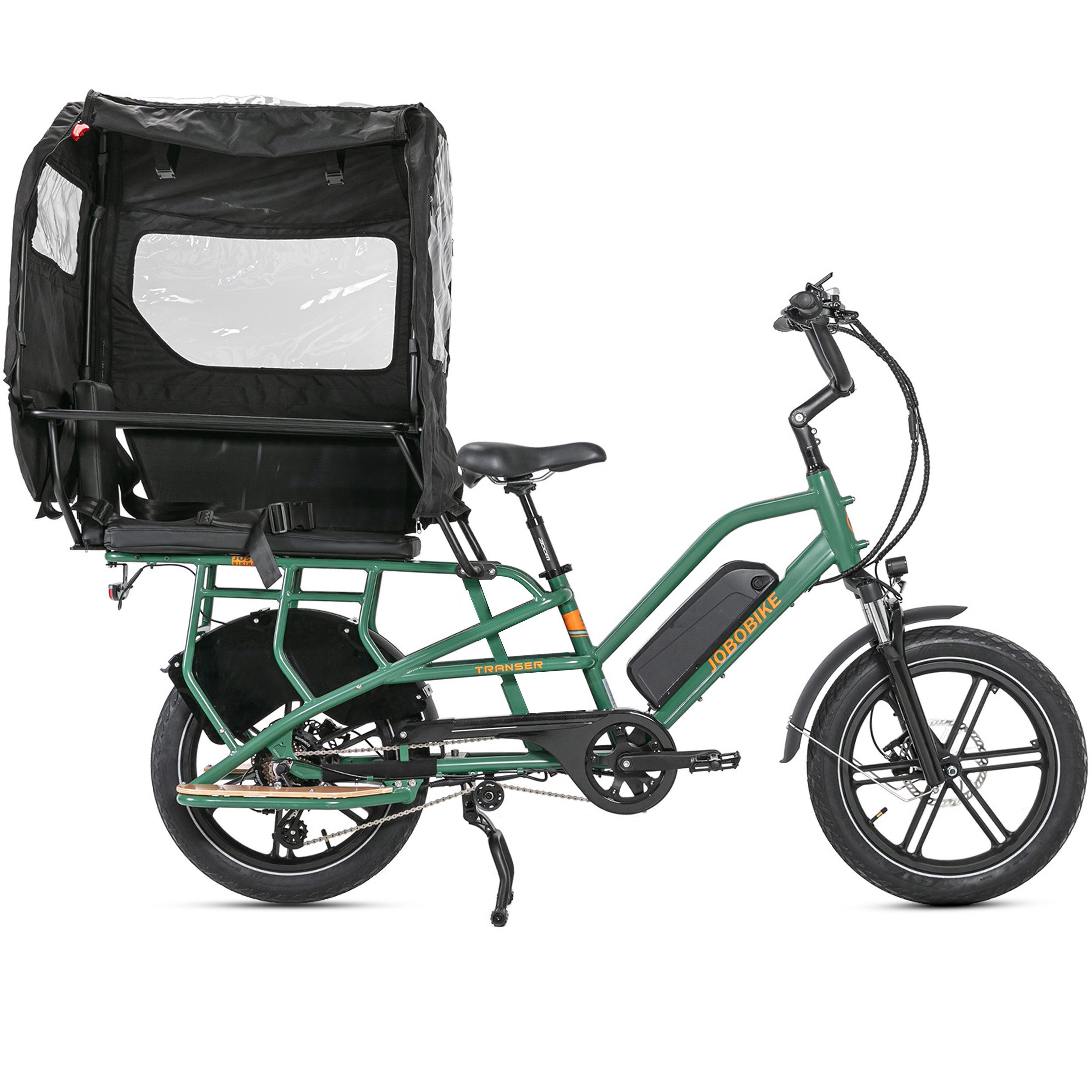 JOBOBIKE E-Bike Cargo 20 Zoll, 150km, bis 200 kg, Lastenrad für Familie, Einkauf & Alltag, 7 Gang Shimano, Kettenschaltung, Heckmotor, 720 Wh, (Bremslicht, Farb-LCD-Display, Doppelbein-Ständer, Drehmomentsensor), mit Federsattelstütze, E-Lastenrad Longtail, Elektrofahrrad