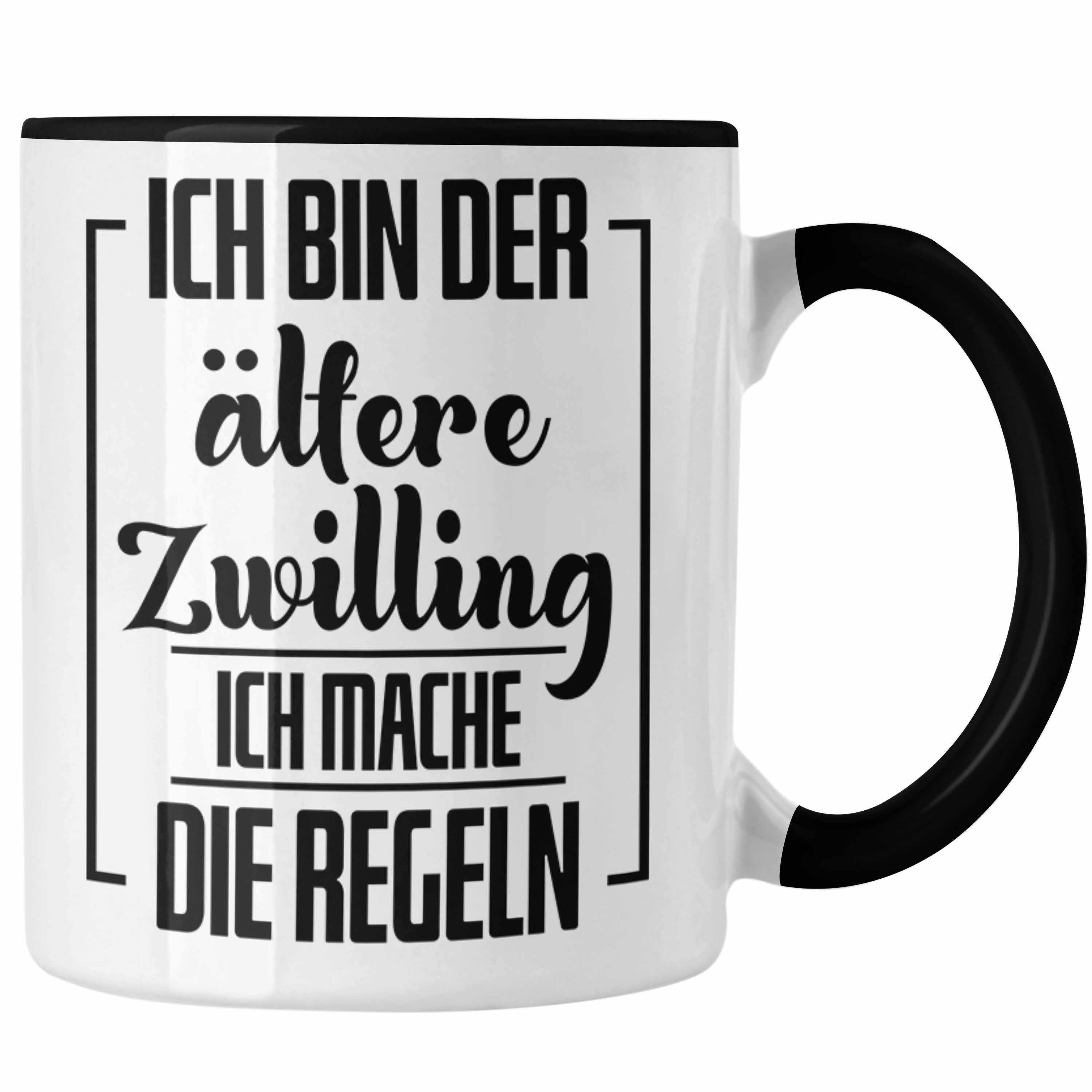 Trendation Tasse Lustige Tasse für ältere Zwillinge Lustiges Geschenk mit Spruch Schwarz