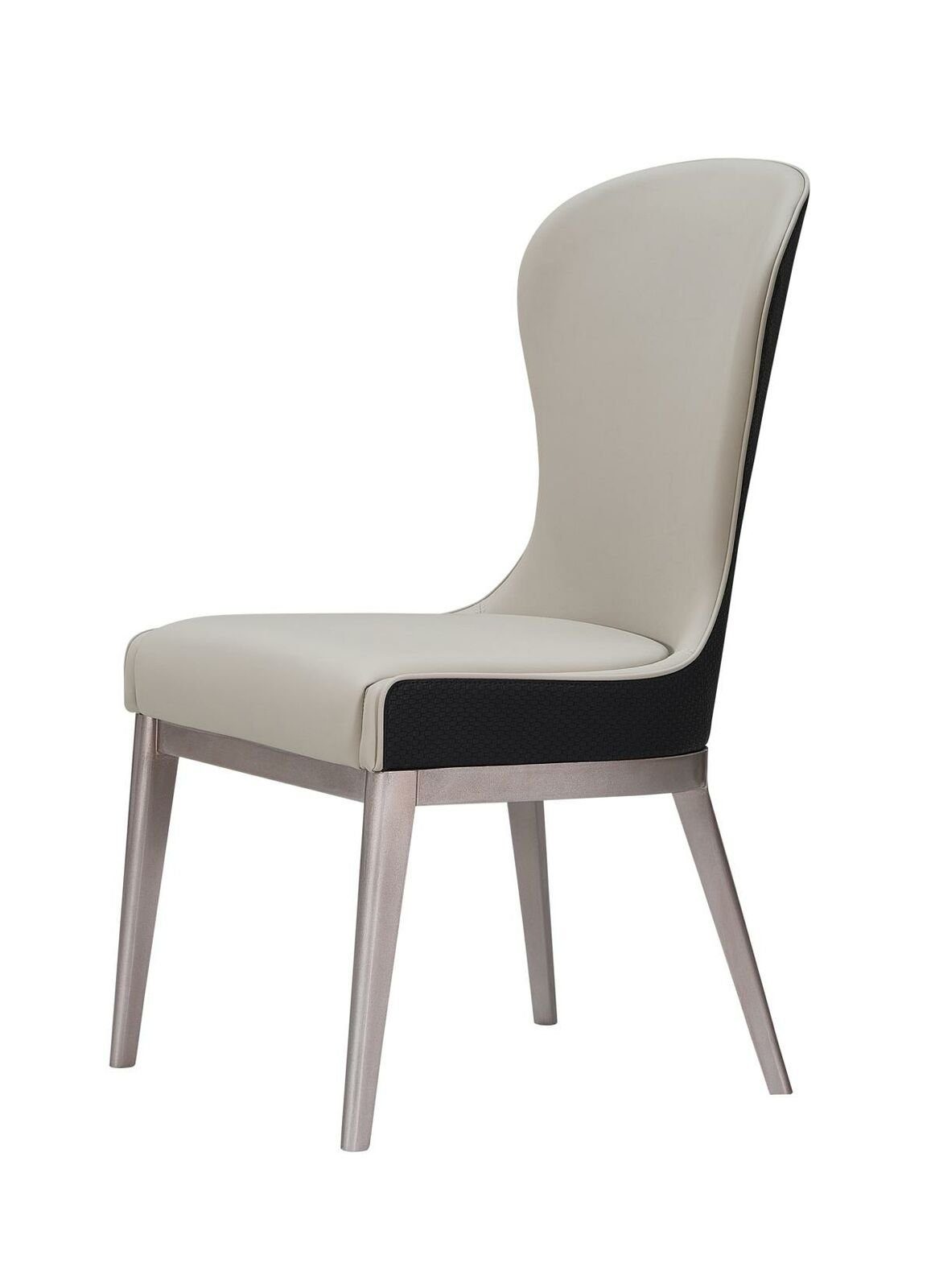 Esszimmer Luxus Lehnstuhl Stühle Lederstuhl Edelstahl Grau JVmoebel Esszimmerstuhl Design