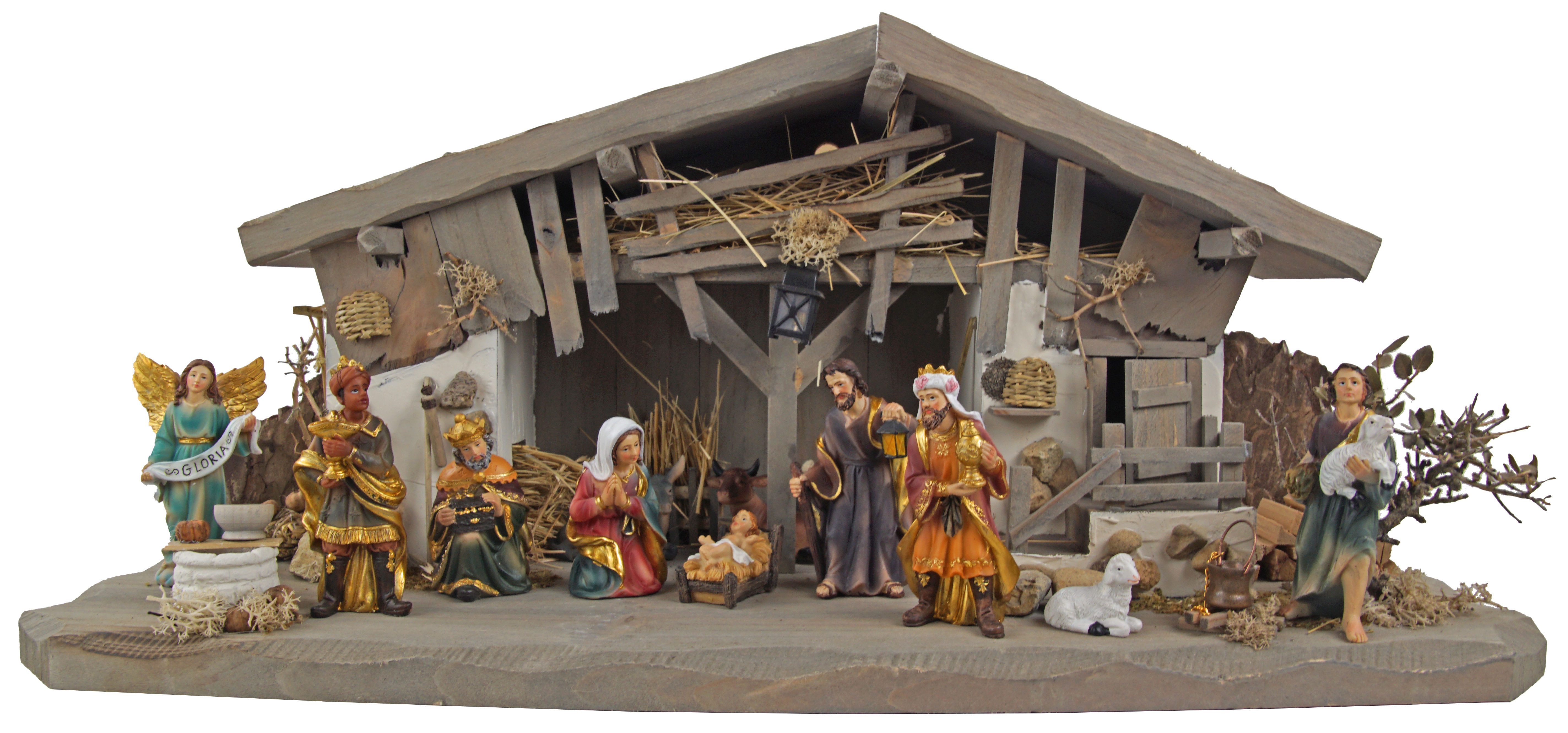Krippenursel Krippe Weihnachtskrippe Breitenbrunn inkl. 11-tlg. Фигуркиsatz K 604 (12-tlg), Handbemalte Фигурки