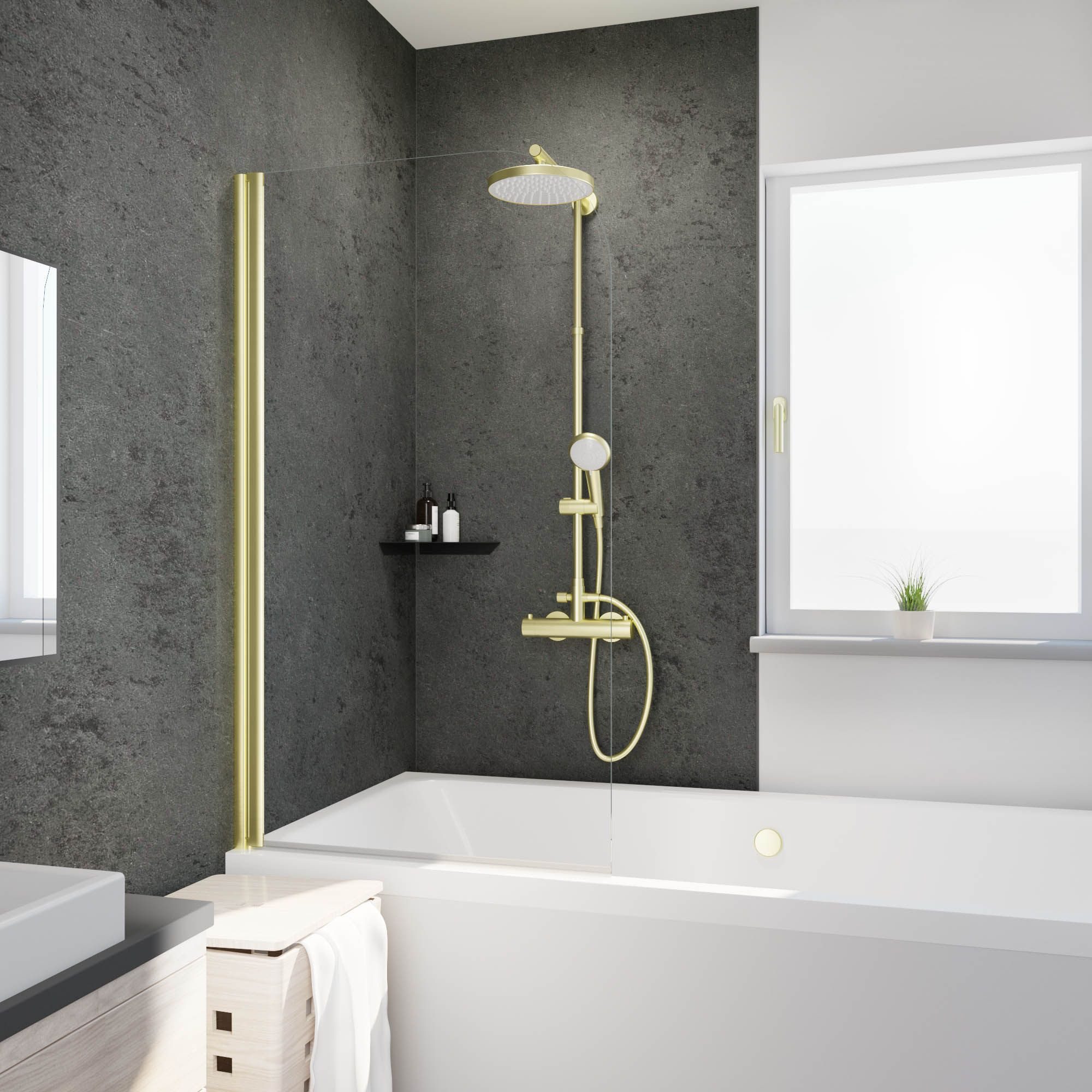 Schulte Badewannenfaltwand 80x140 cm, Duschwand für Badewanne, Klar Hell, P günstig online kaufen