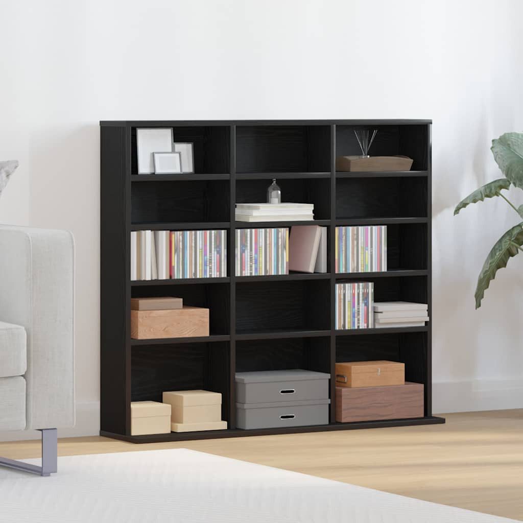 vidaXL CD-Regal CD-Schrank Schwarz Eichen-Optik 100x23x89,5 cm Holzwerkstoff, 1-tlg.