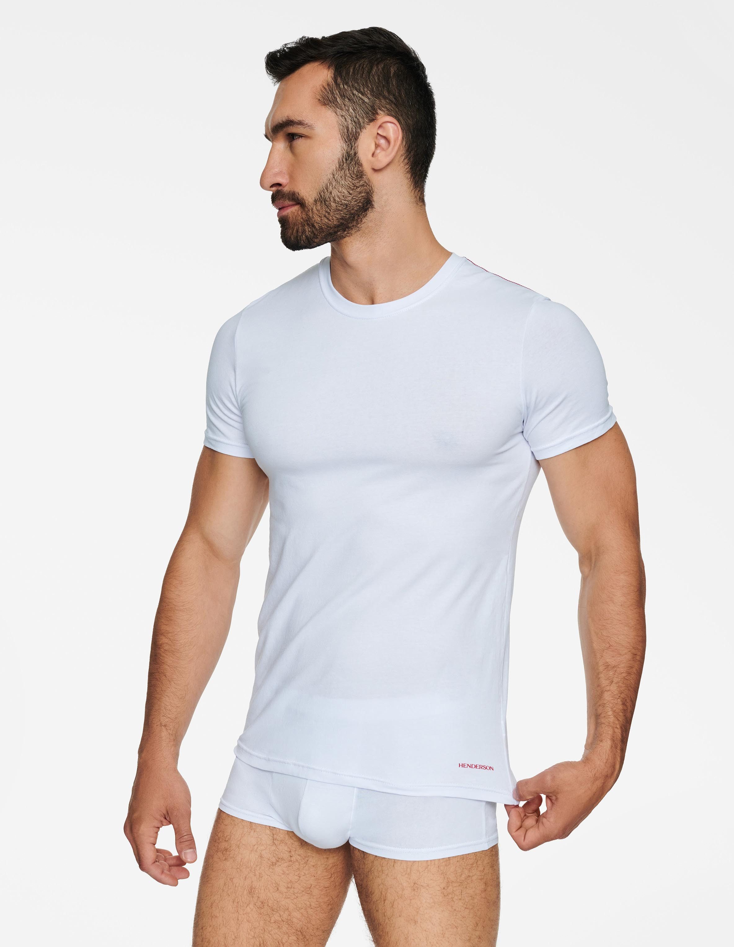 Henderson T-Shirt Elastisches Baumwoll-T-Shirt mit Rundhals, Bosco