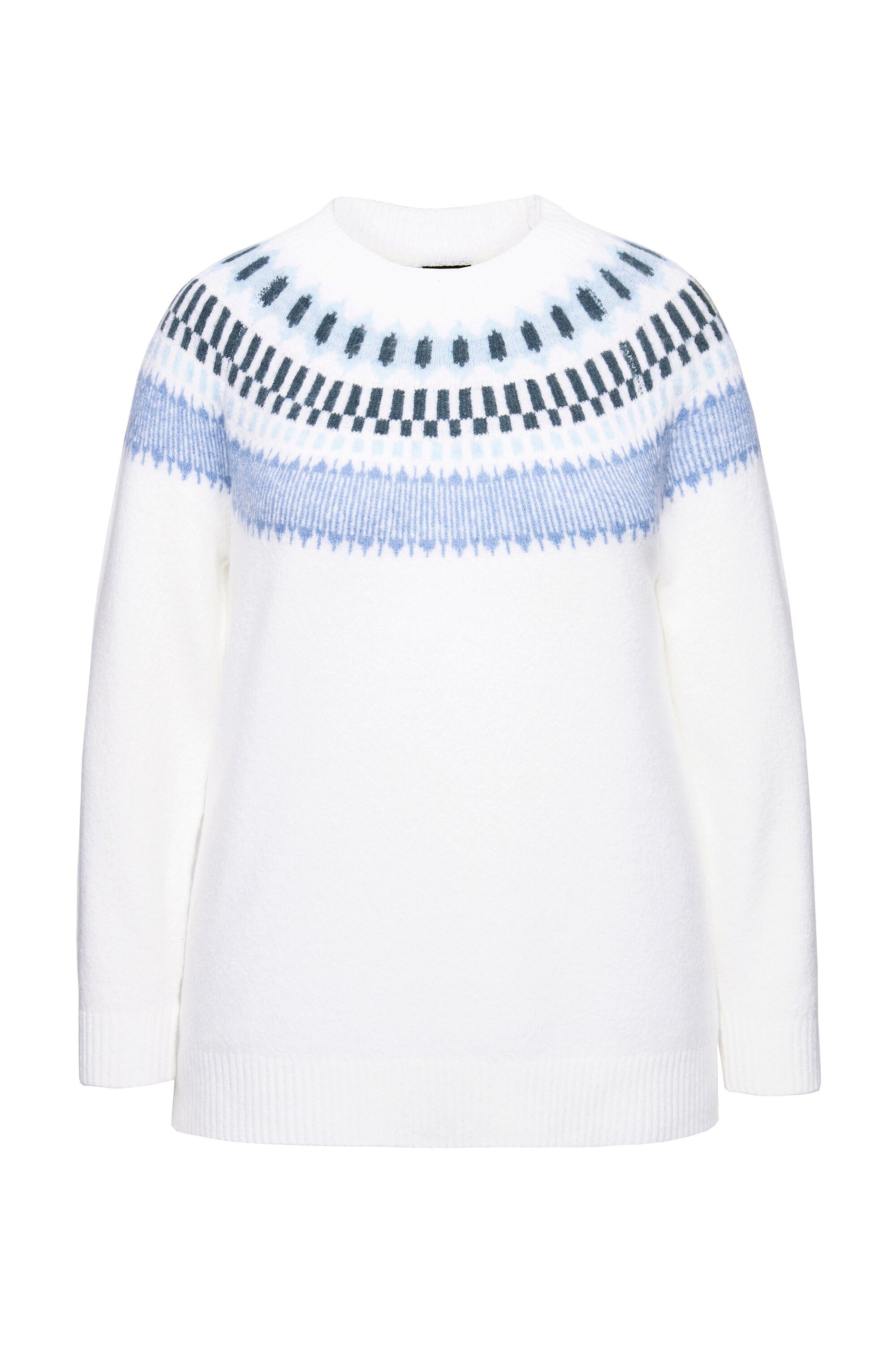 Ulla Popken Strickpullover Norweger-Pullover Rundhals Langarm günstig online kaufen